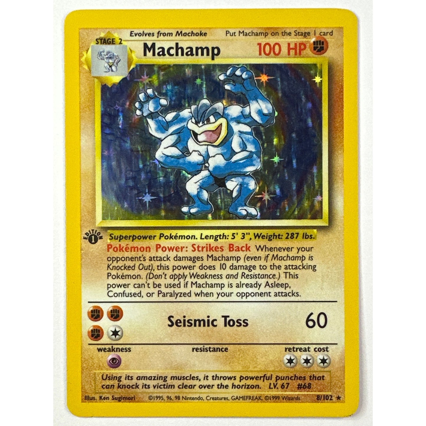 1st Edition Machamp Holo Rare 8/102