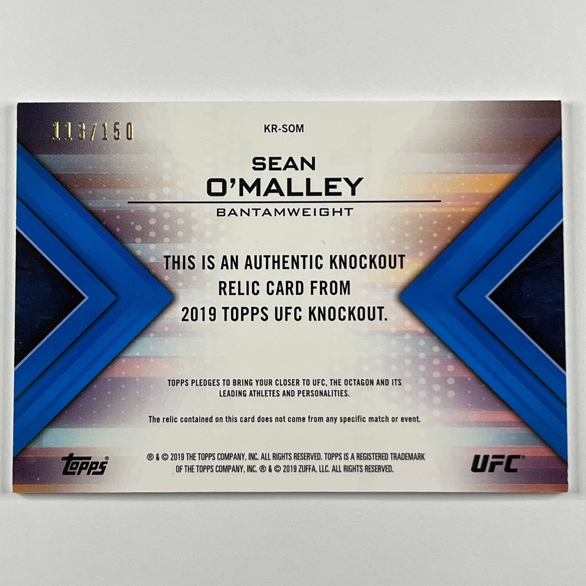 2019 Topps UFC Knockout Sean O’Malley Rookie Relic /150 | Local Legends Cards & Collectibles