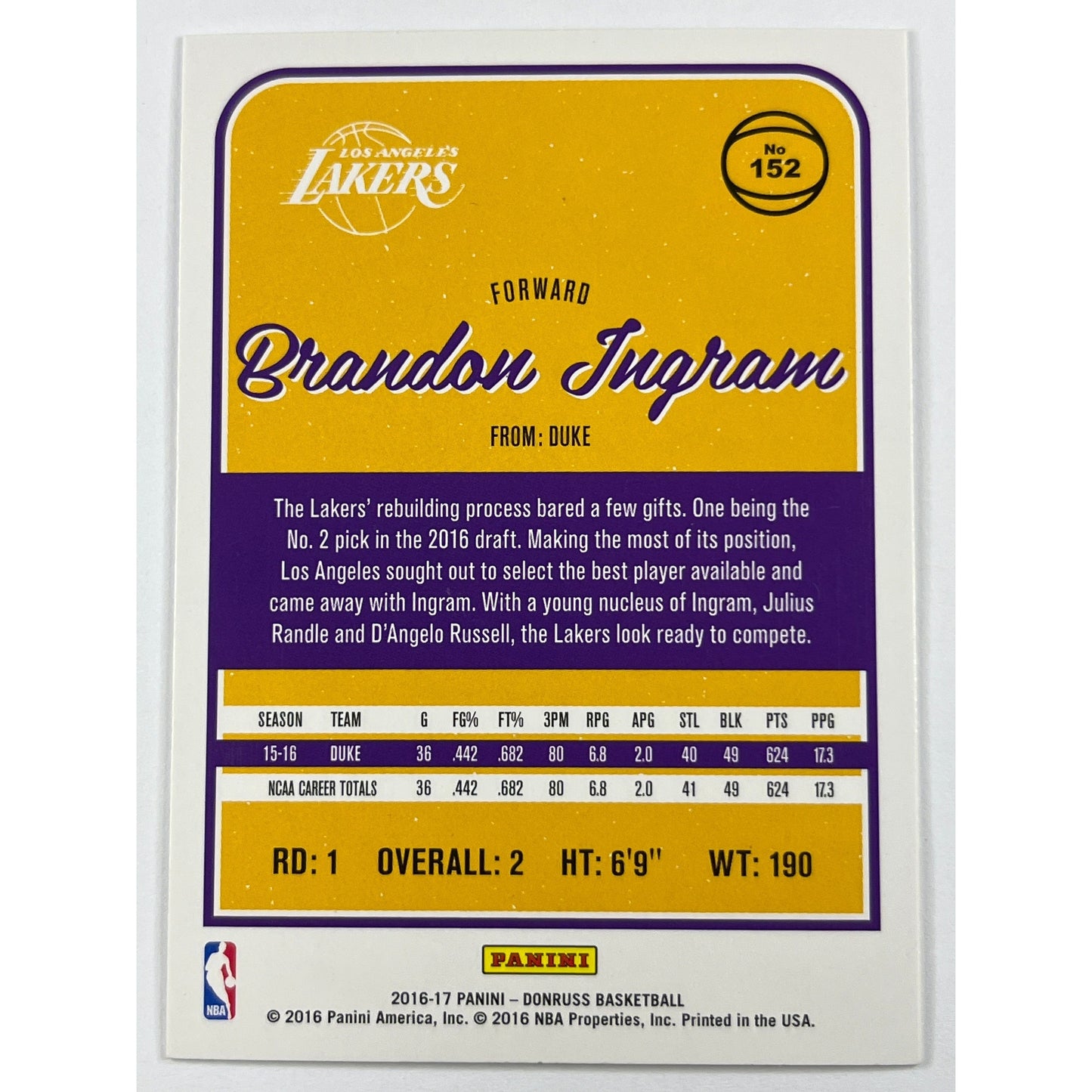 2016-17 Winter Donruss Brandon Ingram RC | Local Legends Cards & Collectibles