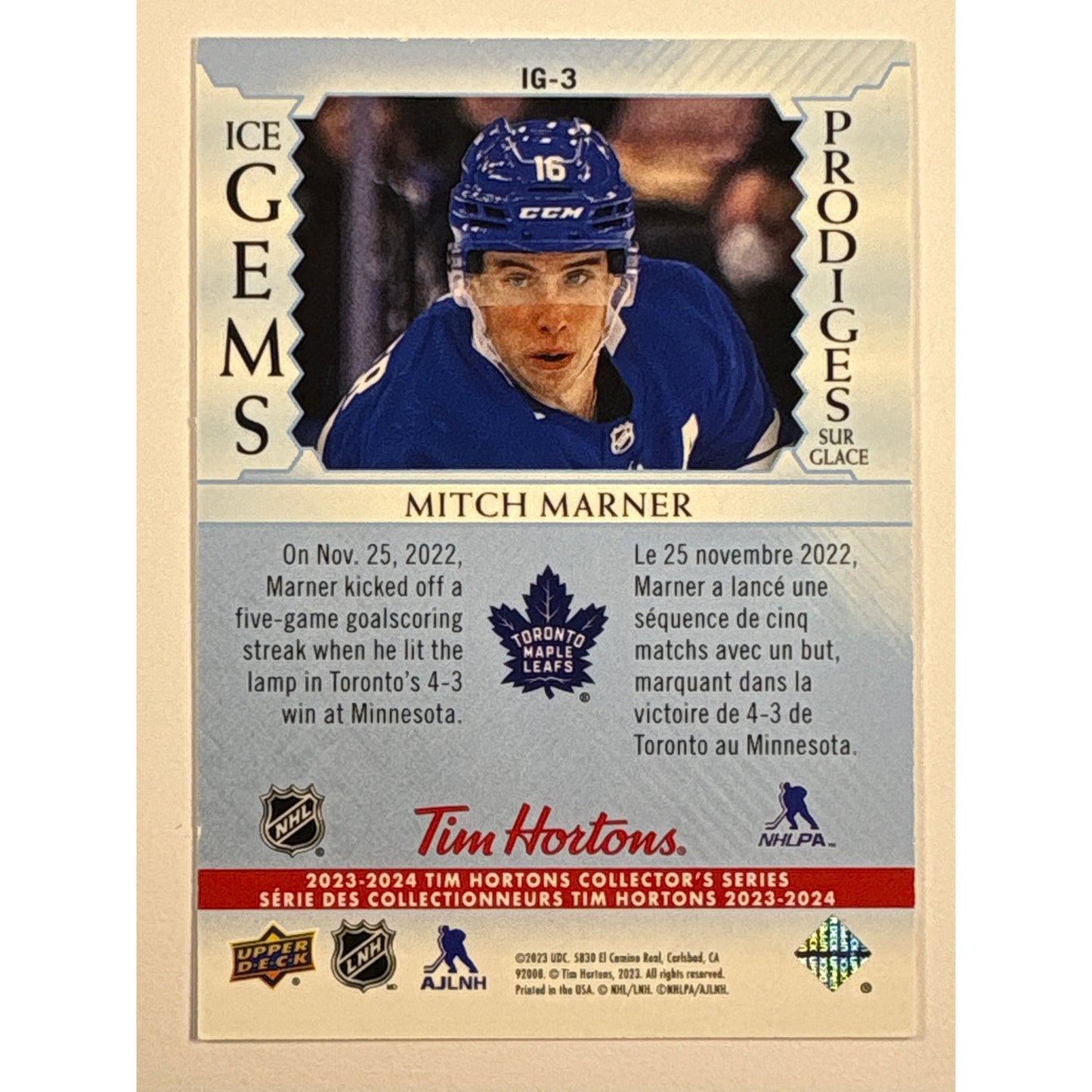 2023-24 Tim Hortons Mitch Marner Ice Gems | Local Legends Cards & Collectibles