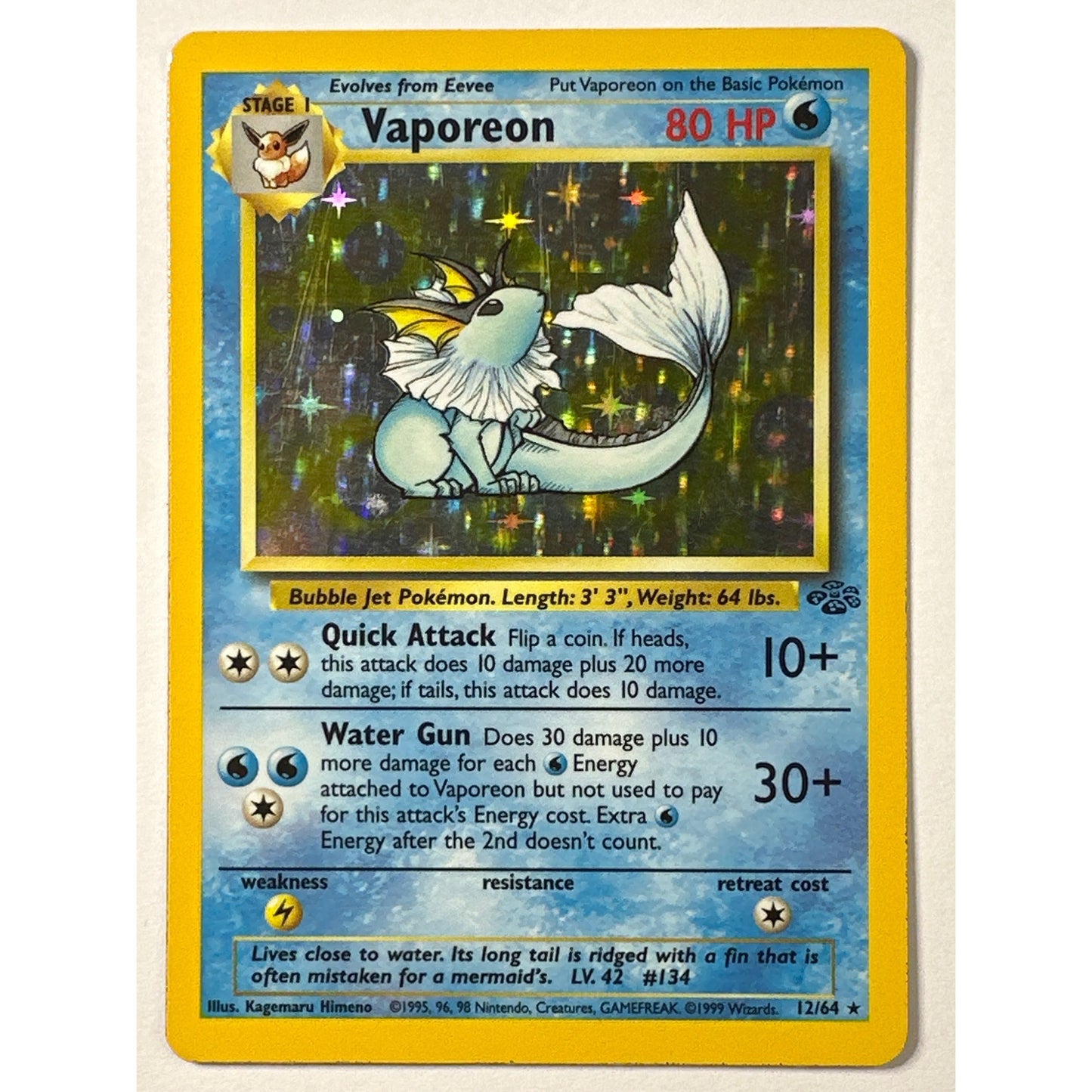 Jungle Vaporeon Holo Rare 12/64