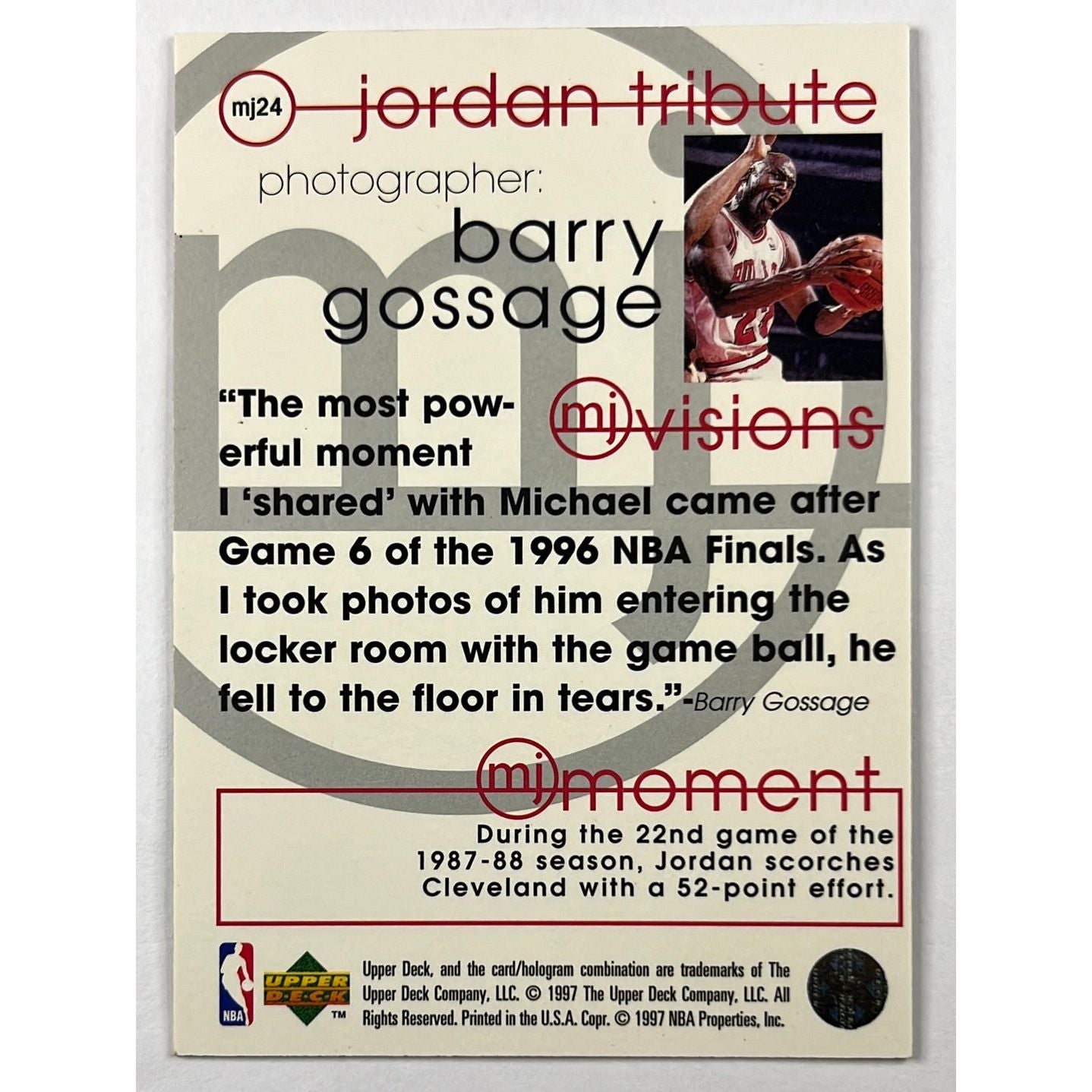 1997-98 Collectors Choice Michael Jordan Jordan Tribute MJ Visions 24 | Local Legends Cards & Collectibles