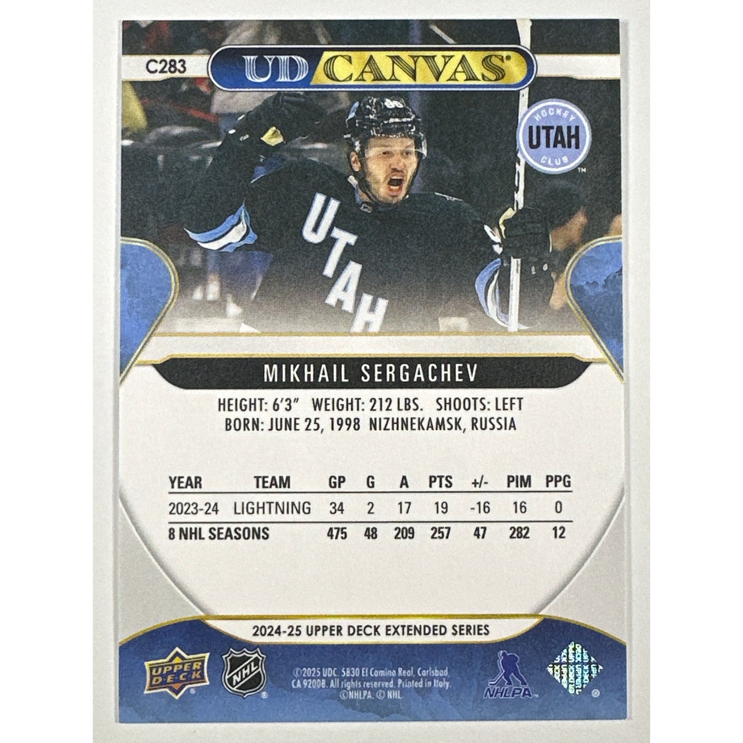 2024-25 Upper Deck Extended Series Mikhail Sergachev UD Canvas