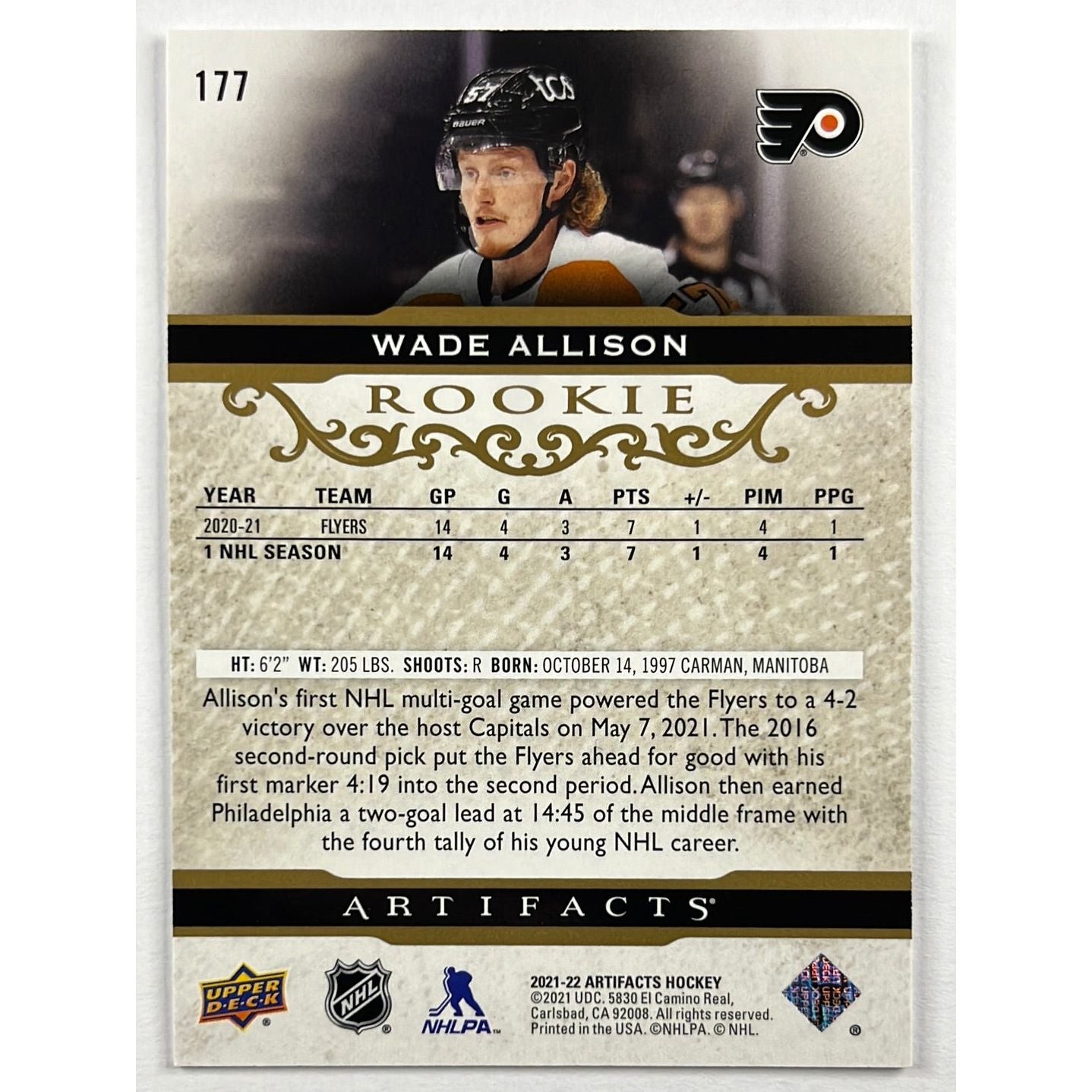 2021-22 Artifacts Wade Allison Rose Gold Rookie | Local Legends Cards & Collectibles