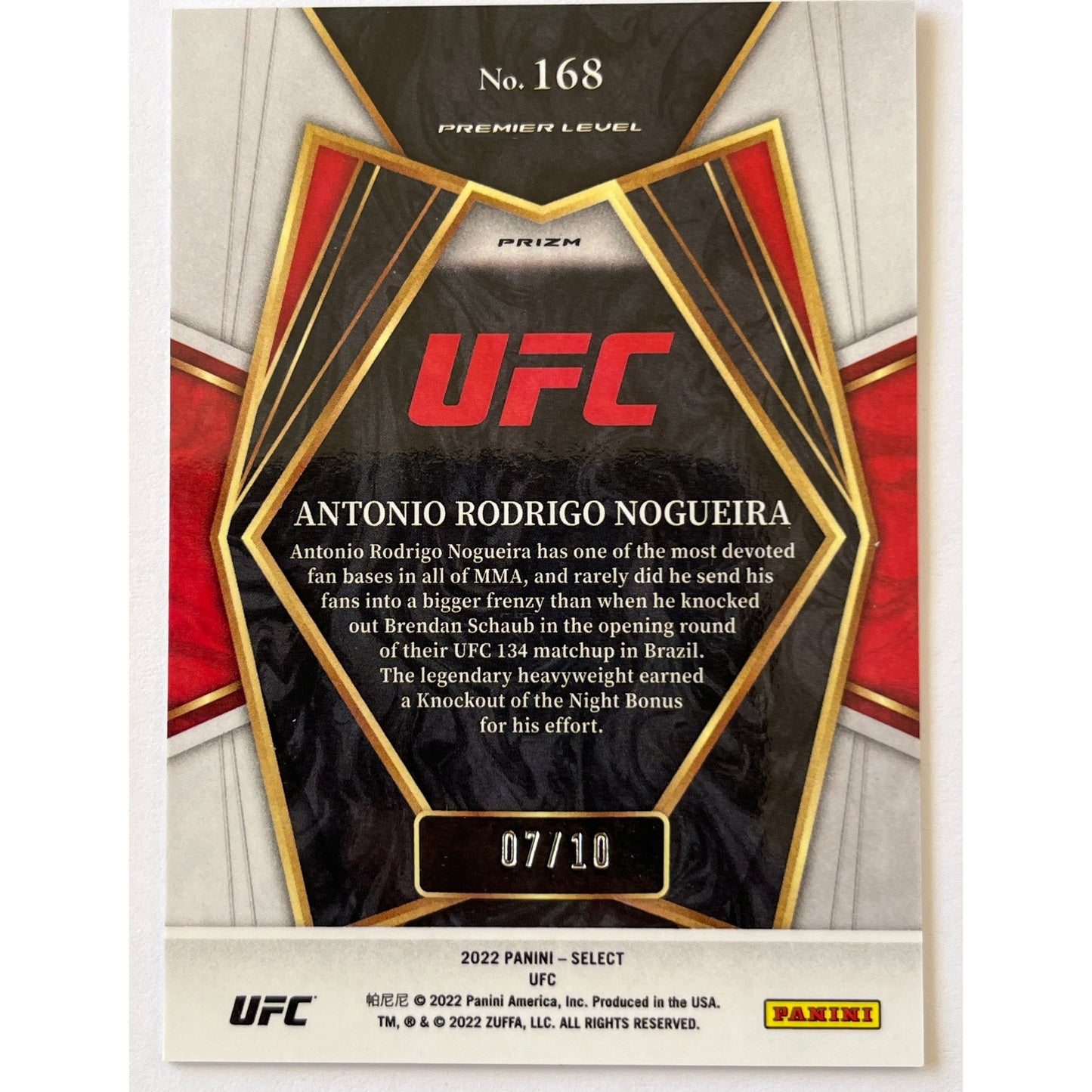 2022 Select Antonio Rodrigo “Big Nog” Nogueira Gold Flash Prizm /10