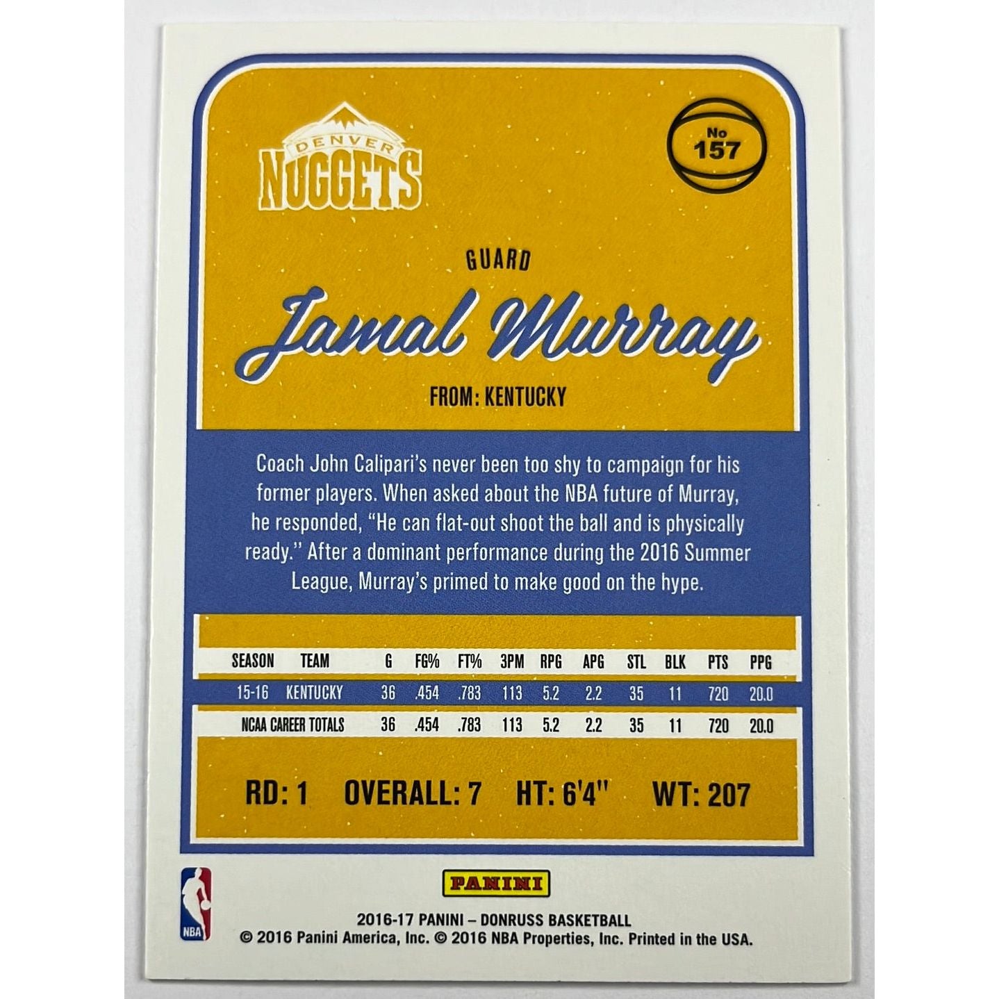 2016-17 Donruss Jamal Murray Winter RC | Local Legends Cards & Collectibles