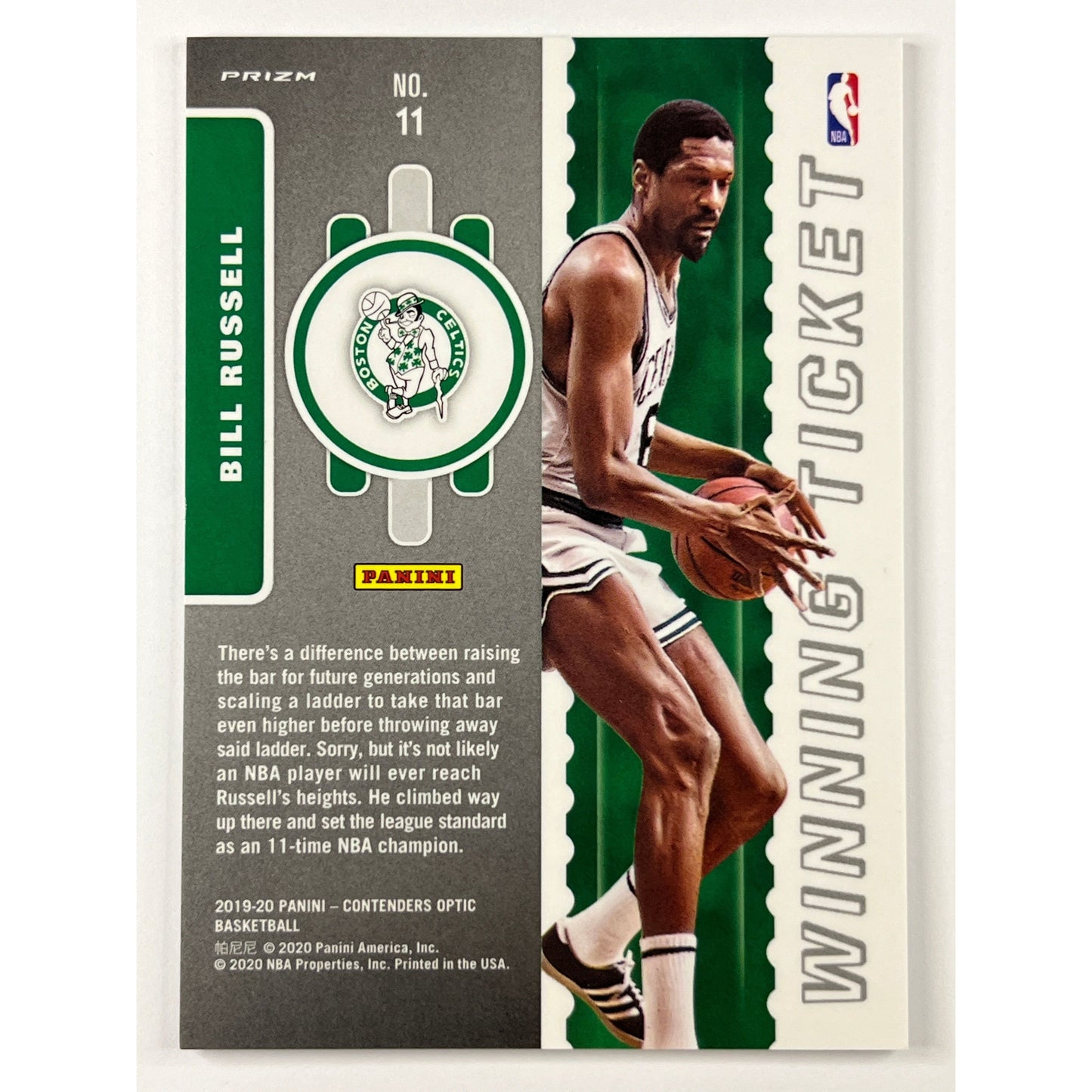 2019-20 Contenders Optic Bill Russel Winning Ticket Blue Cracked Ice Prizm | Local Legends Cards & Collectibles