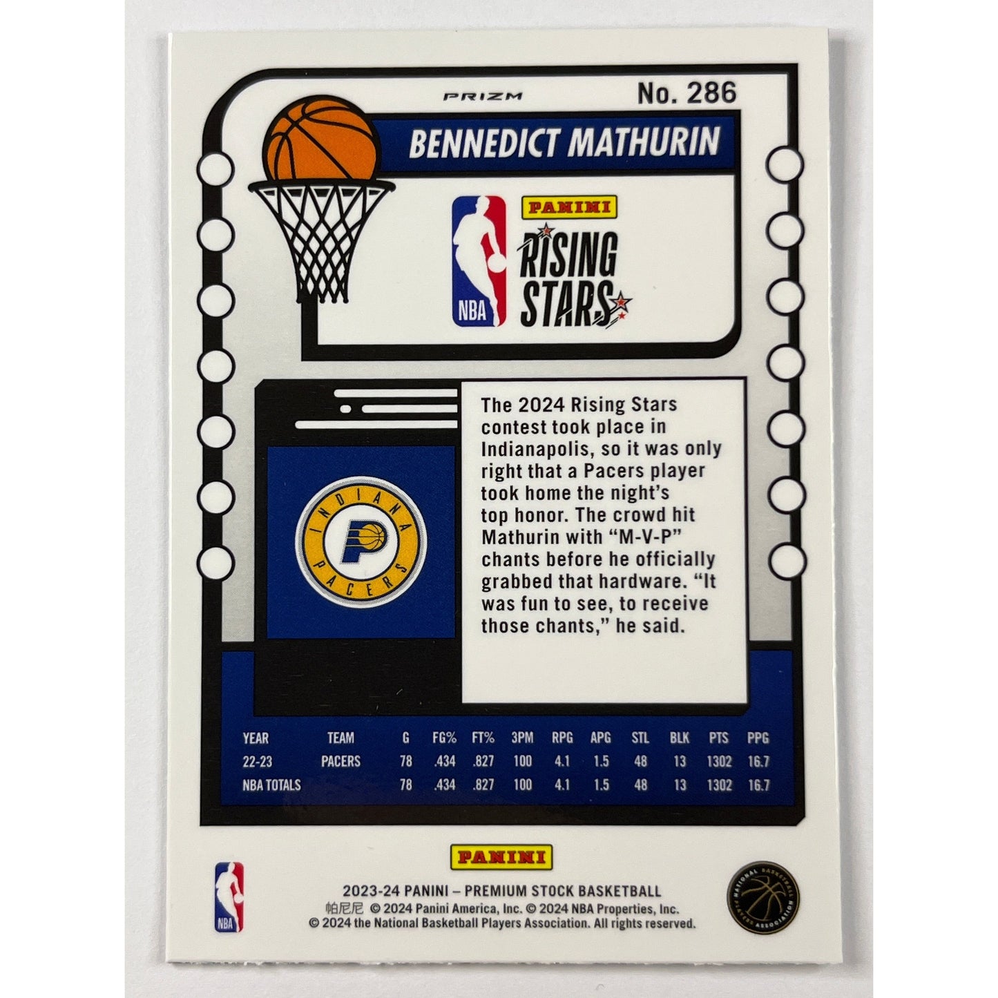 2023-24 Hoops Premium Stock Bennedict Mathurin Rising Stars Silver Flash Prizm RC | Local Legends Cards & Collectibles