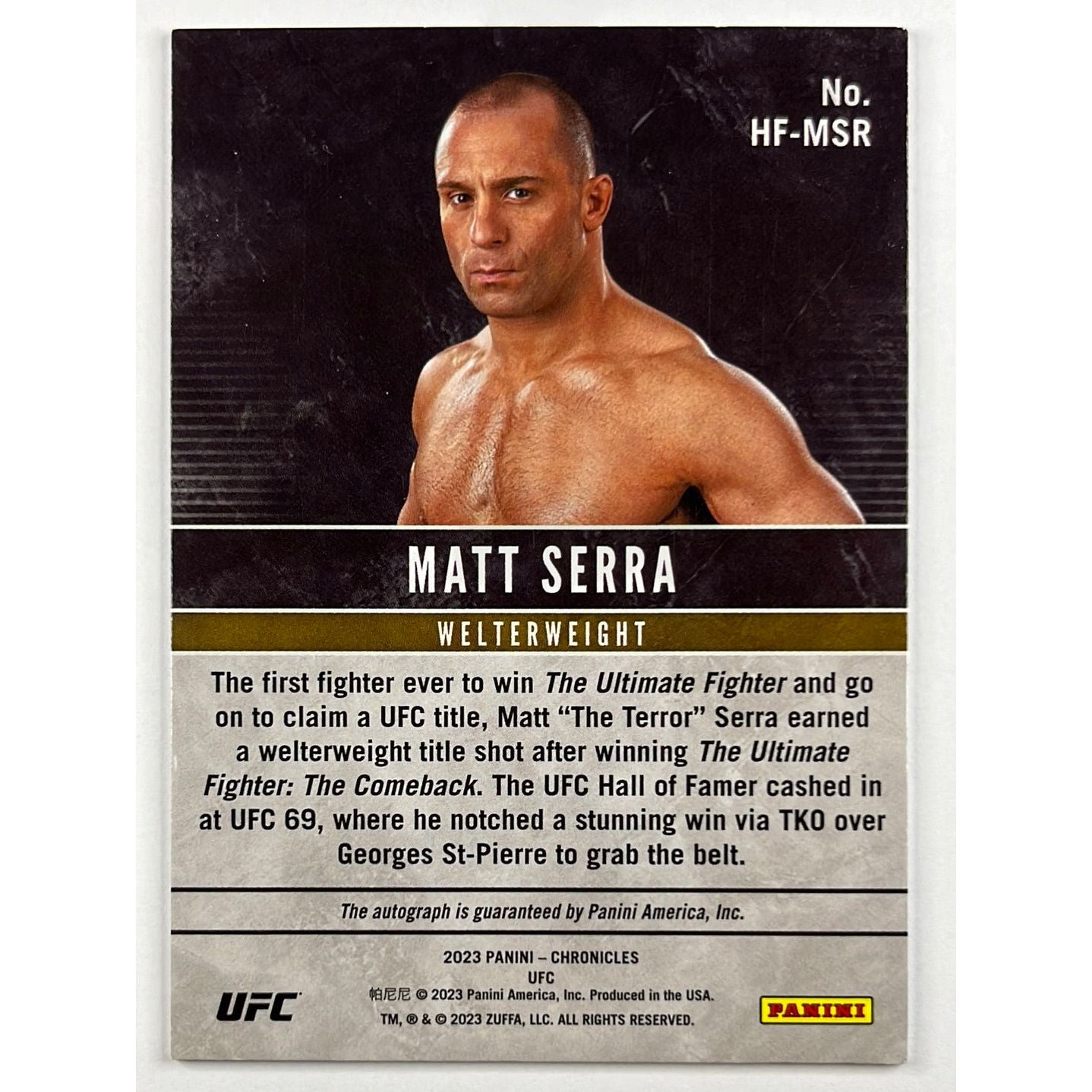 2023 Chronicles Matt Serra HOF 2018 Auto | Local Legends Cards & Collectibles