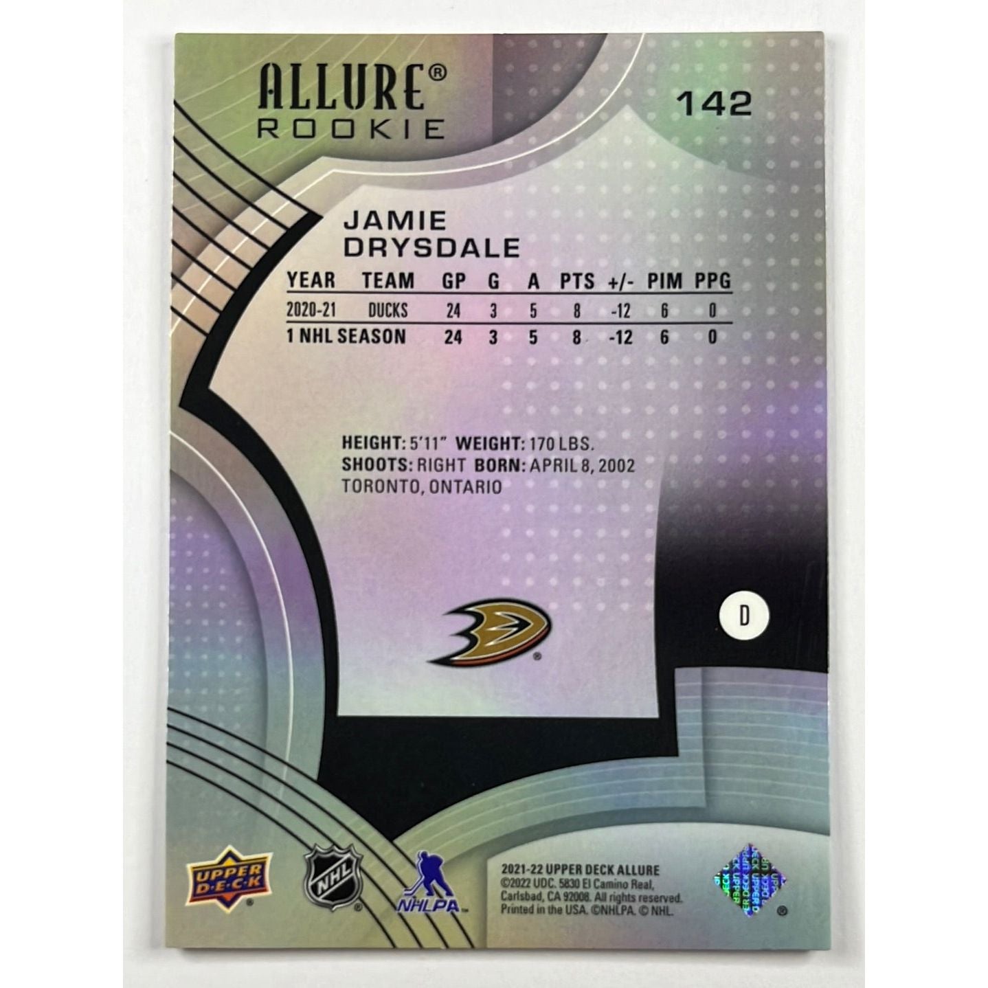 2021-22 Allure Jamie Drysdale RC | Local Legends Cards & Collectibles