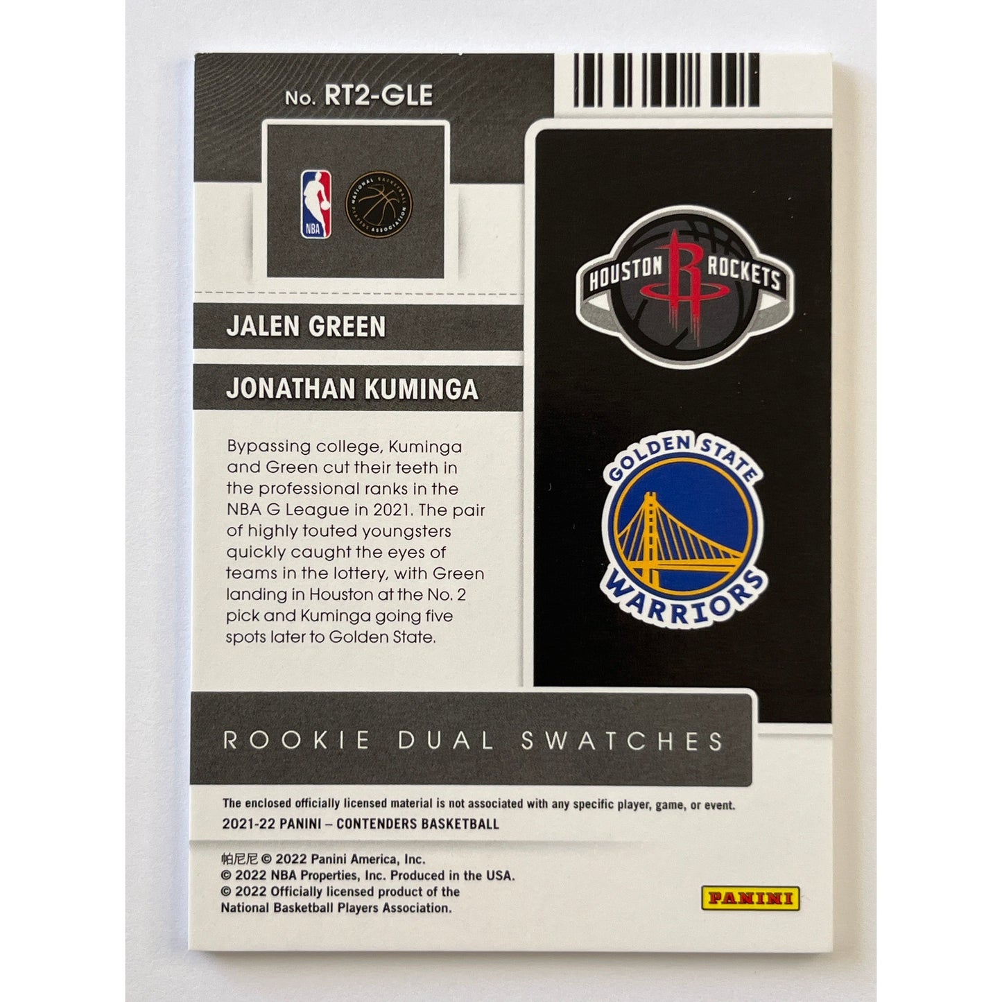 2021-22 Contenders Rookie Ticket Jalen Green / Jonathan Kuminga Rookie Dual Swatches Green Ice Holo | Local Legends Cards & Collectibles