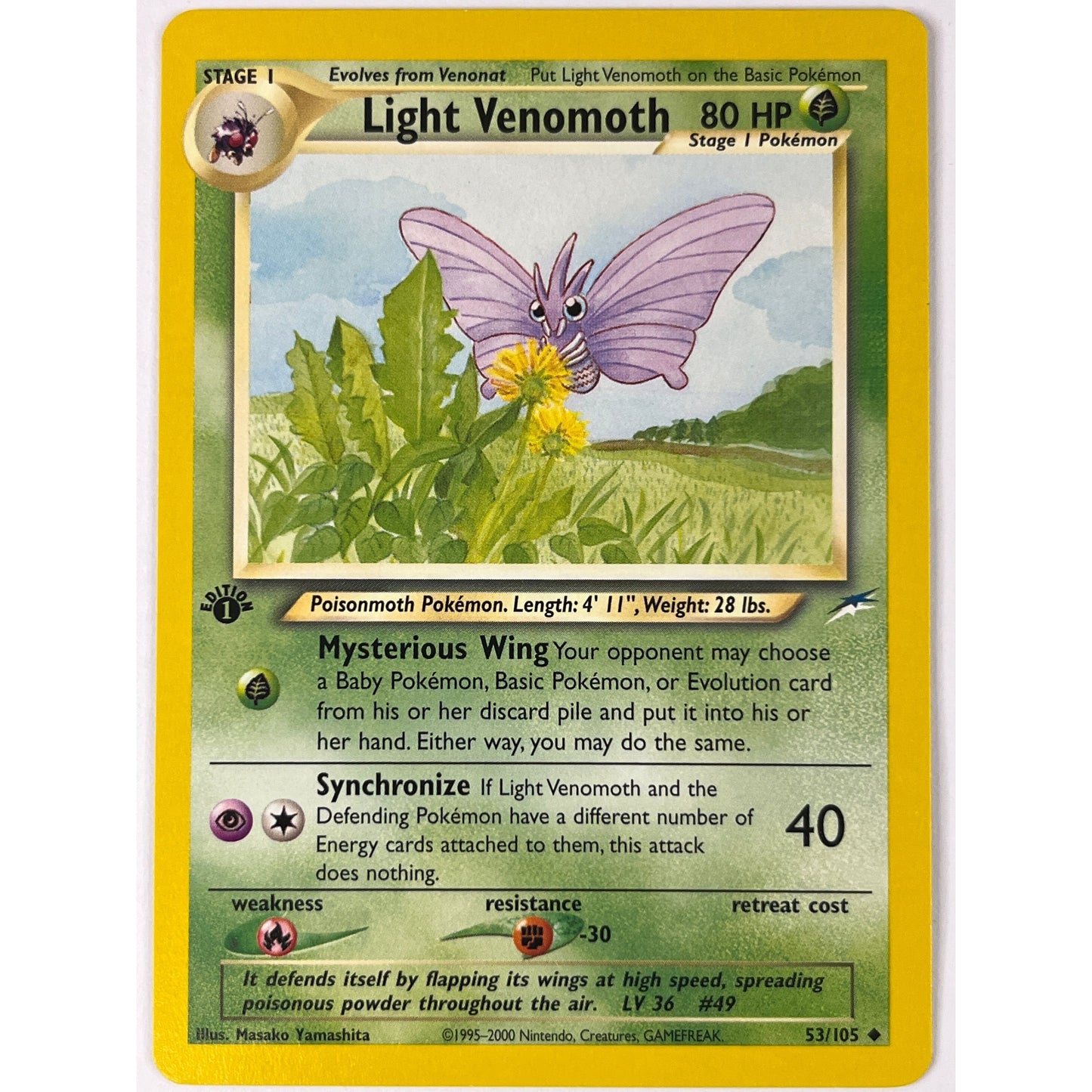 1st Edition Light Venomoth Non Holo Uncommon 53/105