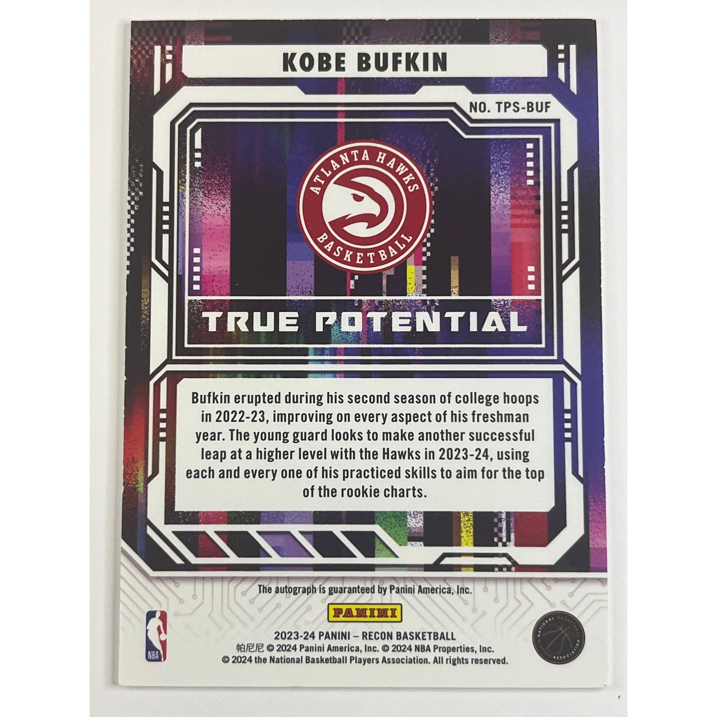 2022-23 Panini Kobe Bufkin True Potential Auto