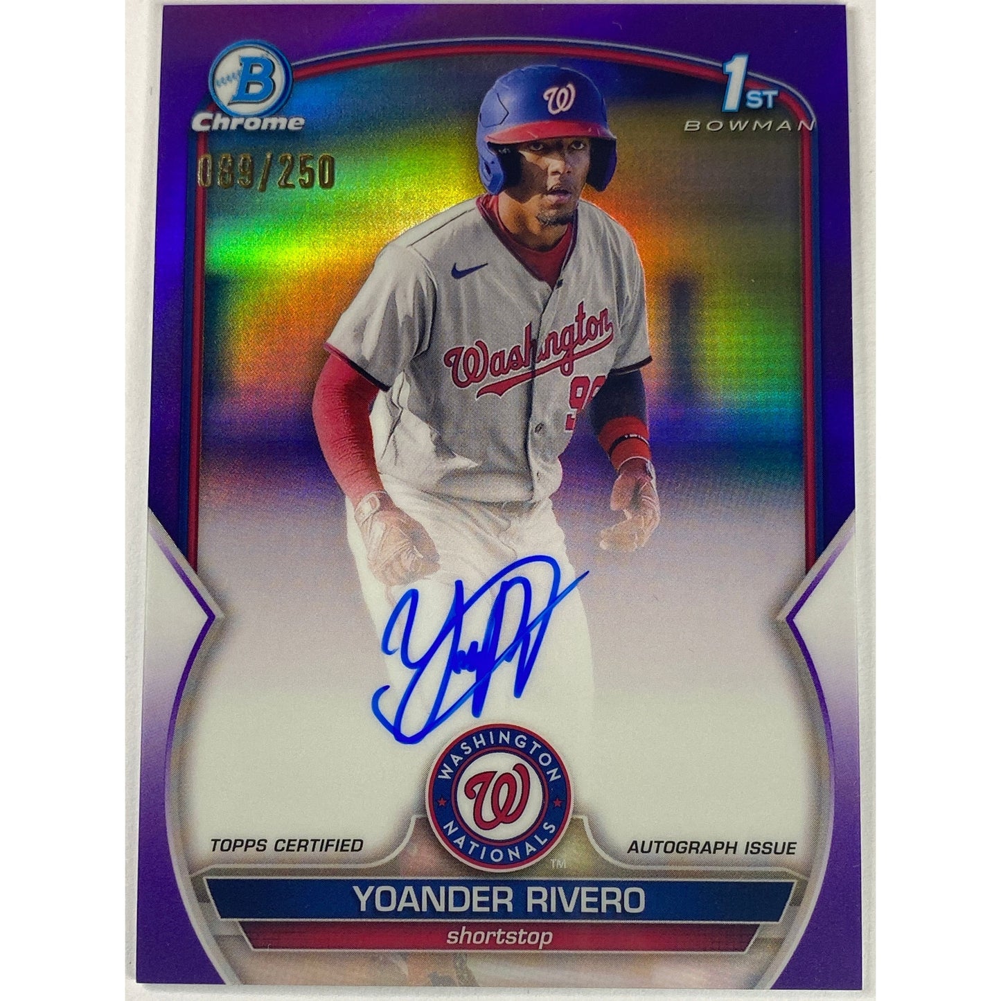 2023-24 Topps Bowman 1st Chrome Yoander Rivero Purple Refractor Auto /250