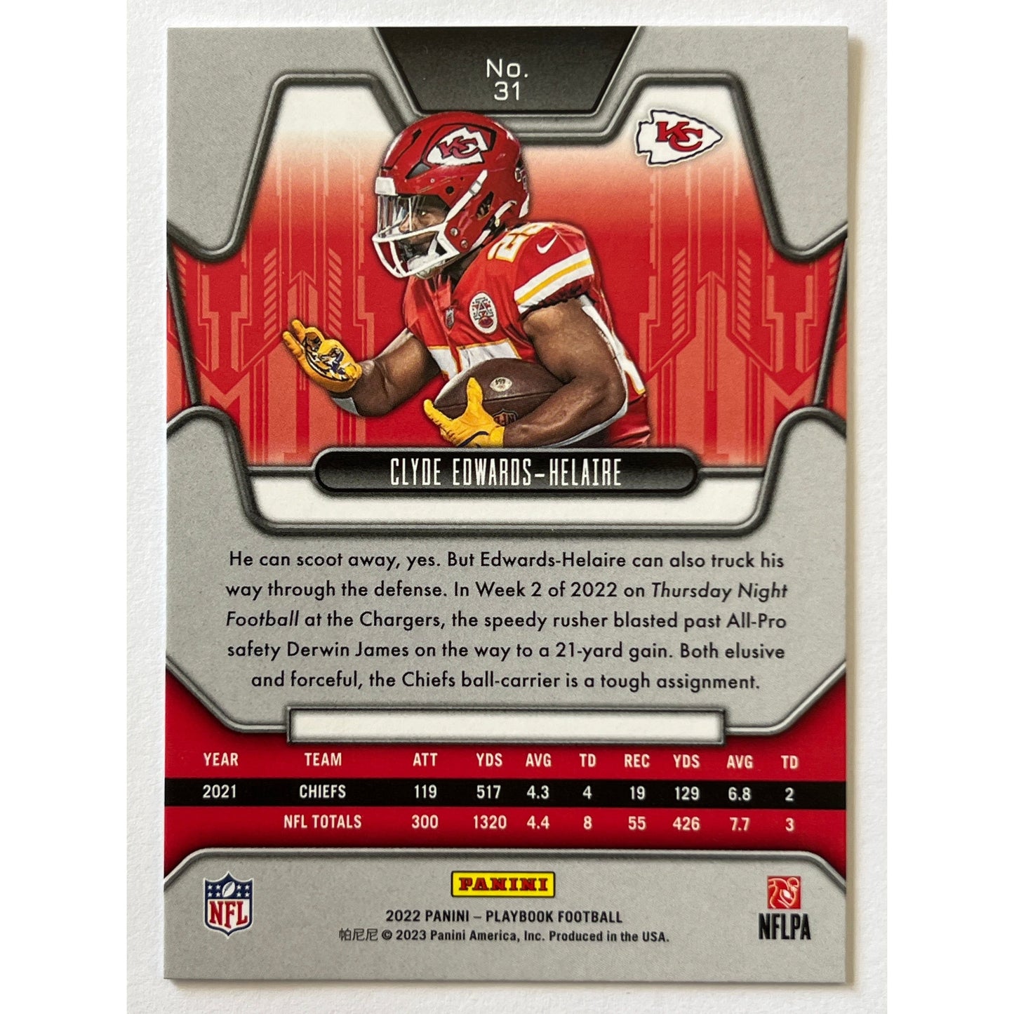 2022 Playbook Clyde Edwards-Helaire Gold Foil /49