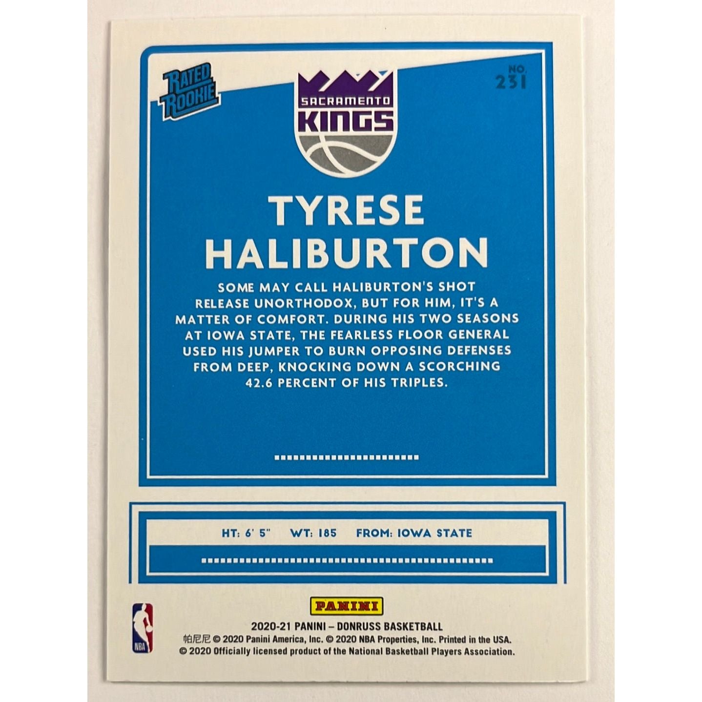 2020-21 Donruss Tyrese Haliburton Rated Rookie | Local Legends Cards & Collectibles