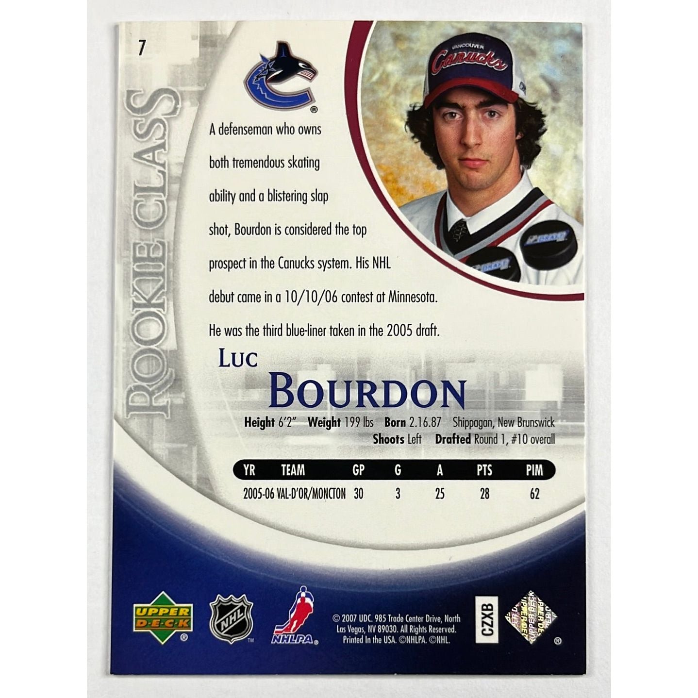 2006-07 Rookie Class Luc Bourdon RC | Local Legends Cards & Collectibles