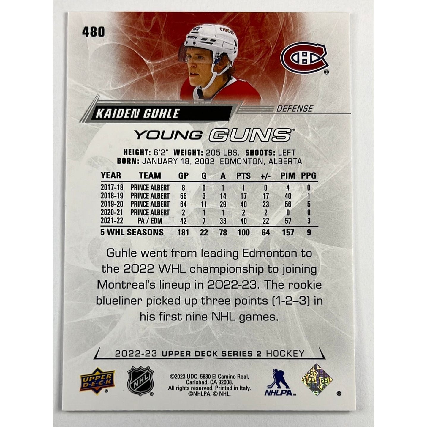 2022-23 Series 2 Kaiden Guhle Young Guns | Local Legends Cards & Collectibles