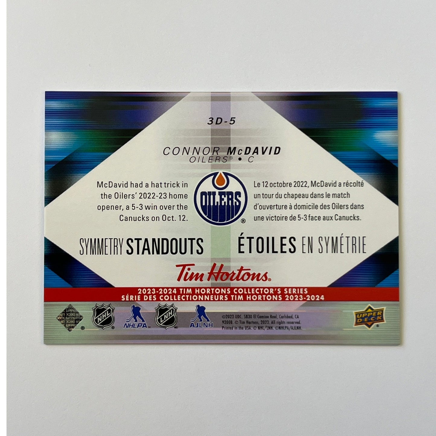 2023-24 Tim Hortons Connor McDavid Symmetry Standouts 3D Lenticular | Local Legends Cards & Collectibles