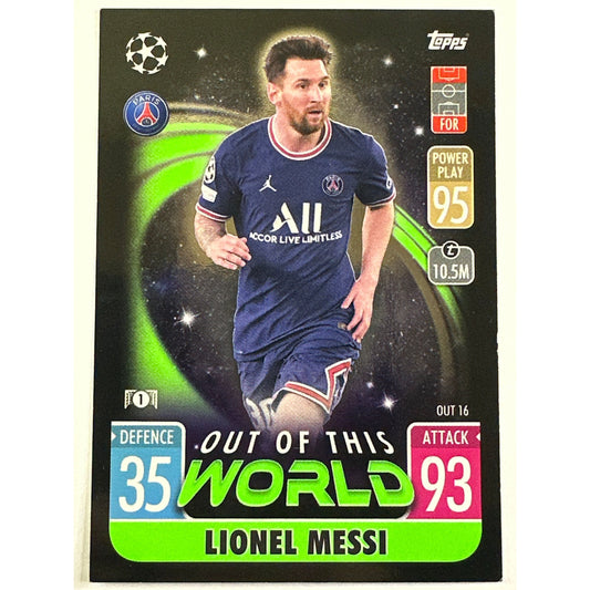 2021-22 Topps Match Attax Lionel Messi Out of This World Foil Parallel