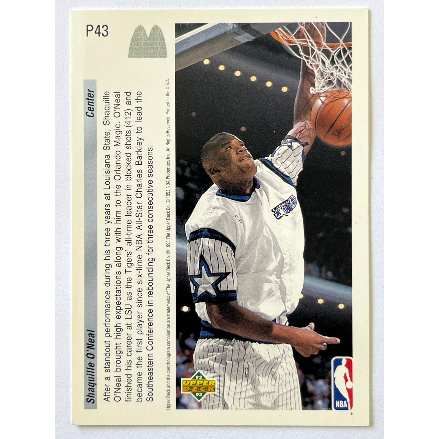 1992-93 Upper Deck Shaquille O’Neal Future Force RC | Local Legends Cards & Collectibles