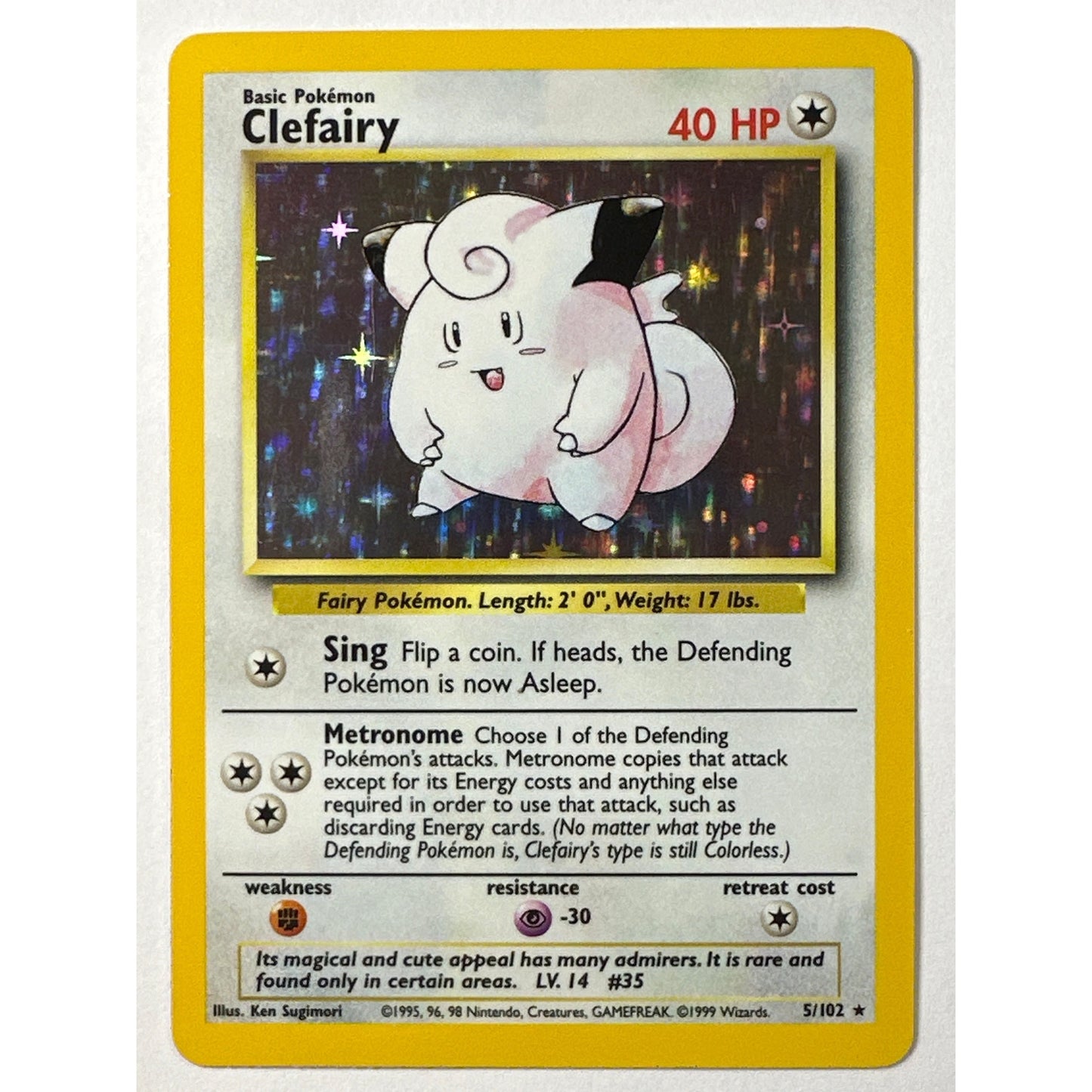 Base Set Clefairy Holo Rare 5/102