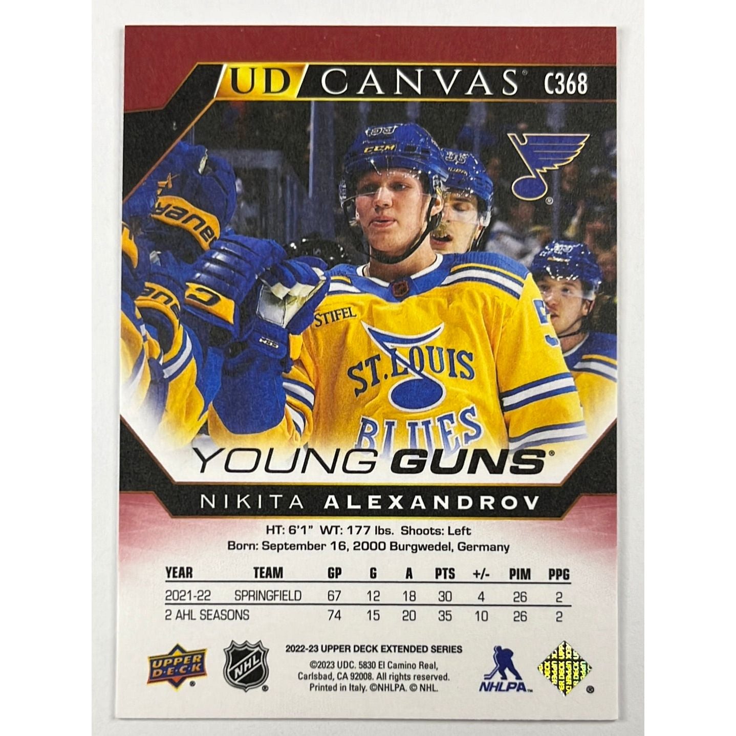 2022-23 Extended Series Nikita Alexandrov Young Guns Canvas | Local Legends Cards & Collectibles