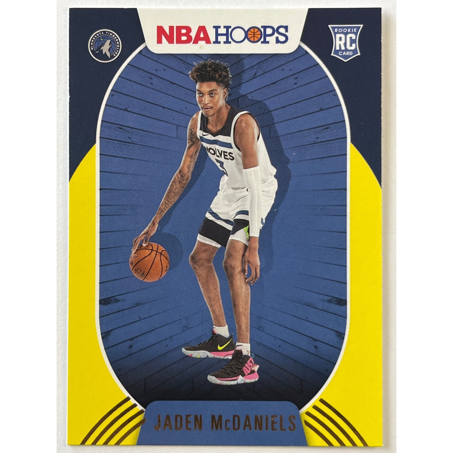 2020-21 Hoops Jaden McDaniels Yellow Flood RC
