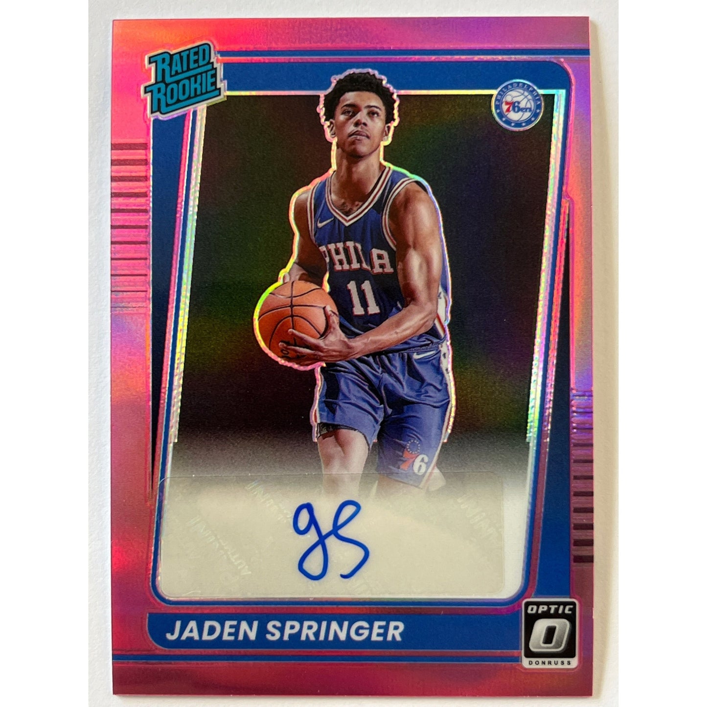 2021-22 Donruss Optic Jaden Springer Pink Holo Rated Rookie Auto /25