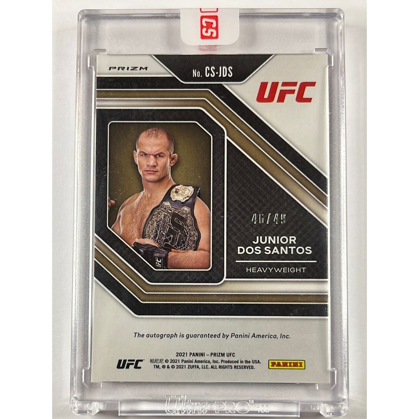 2021 Panini Prizm Junior Dos Santos Champion Signatures Red Prizm Auto /49