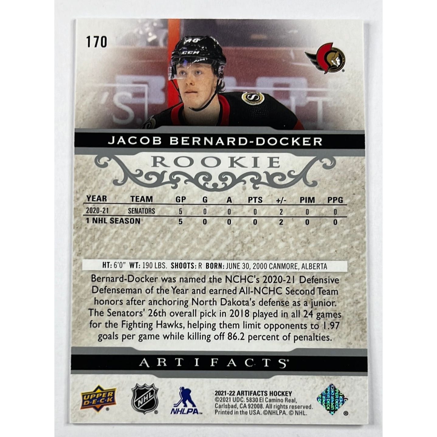 2021-22 Artifacts Jacob Bernard-Docker Rookie /299 | Local Legends Cards & Collectibles