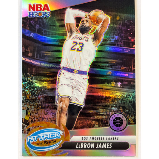 2023-24 Hoops Premium Stock LeBron James Attack The Rack Silver Holo Prizm | Local Legends Cards & Collectibles