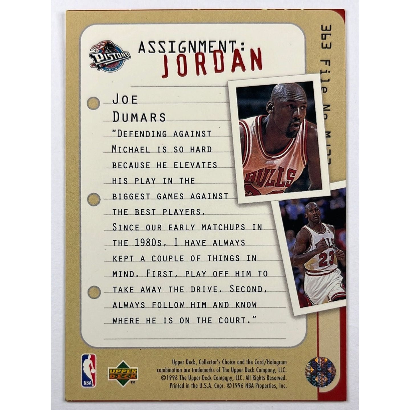 1996-97 Upper Deck Michael Jordan / Joe Dumars | Local Legends Cards & Collectibles
