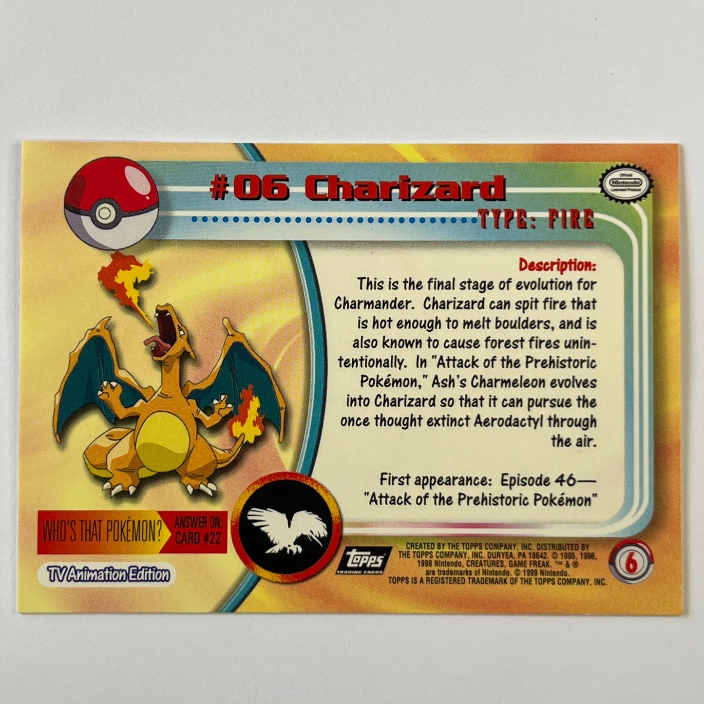 Topps 1999 Charizard Non Holo #6