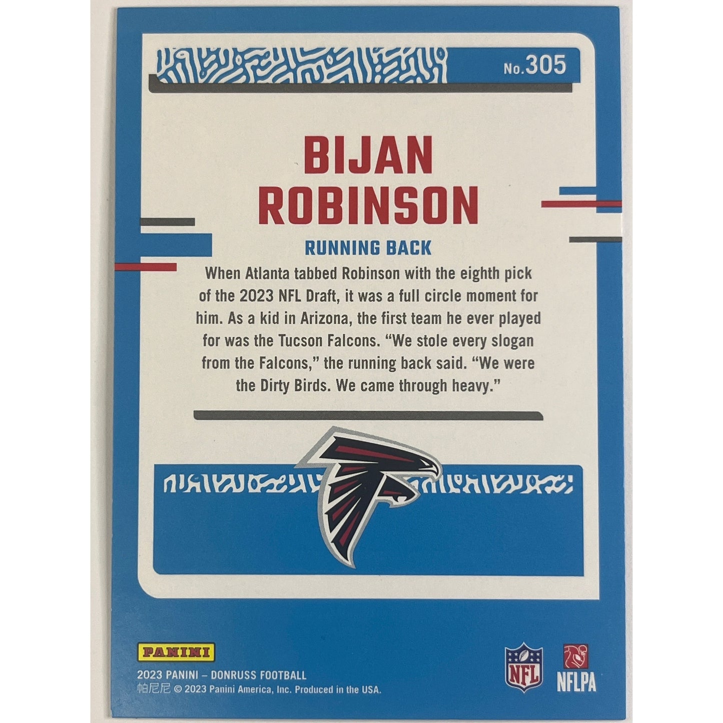 2023-24 Panini Donruss Bijan Robinson Purple Holo Rated Rookie /500 | Local Legends Cards & Collectibles
