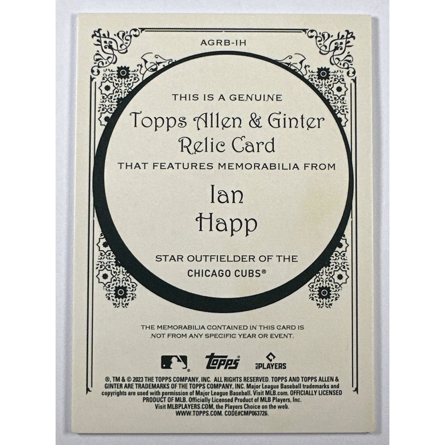 2023 Allen & Gunter Ian Happ Relic Card