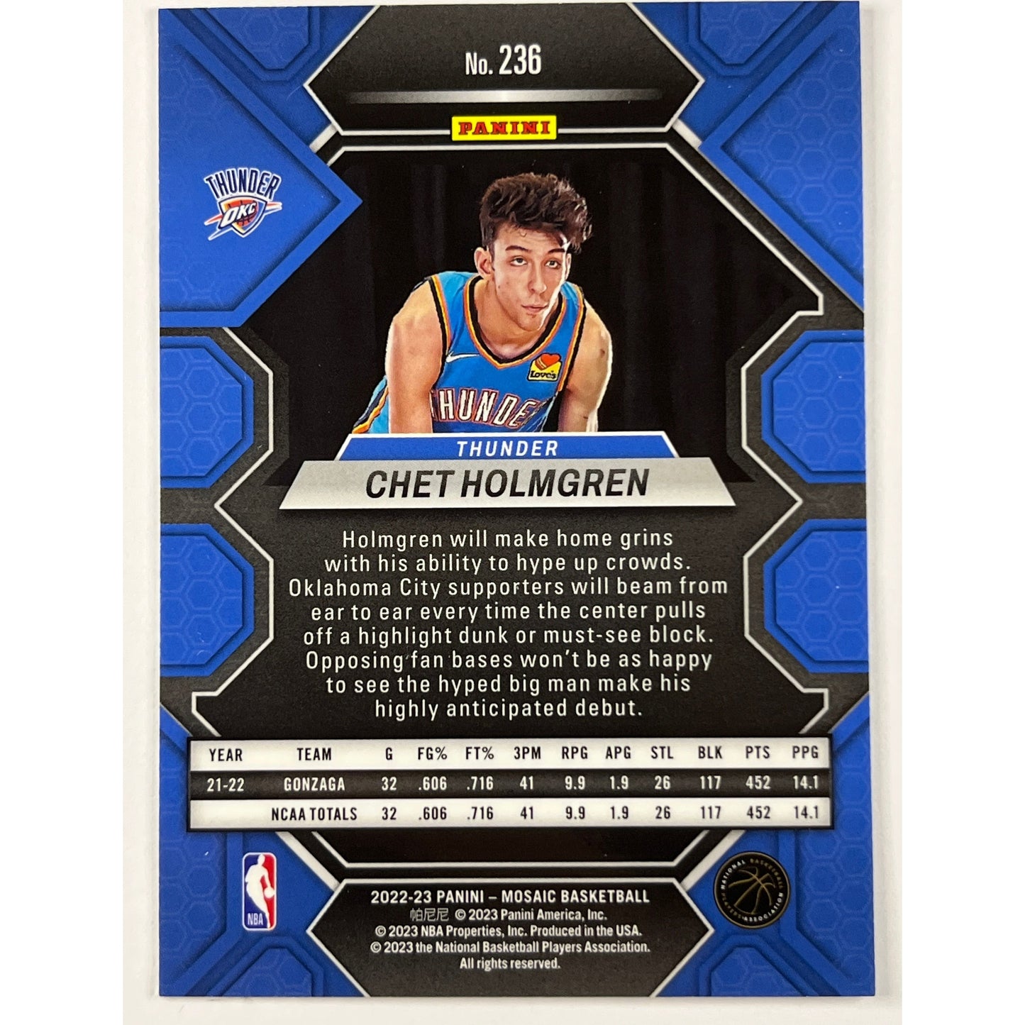 2022-23 Mosaic Chet Holmgren RC | Local Legends Cards & Collectibles