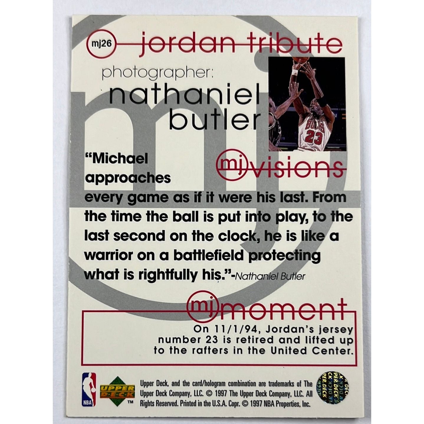 1997-98 Collectors Choice Michael Jordan Jordan Tribute MJ Visions 26 | Local Legends Cards & Collectibles