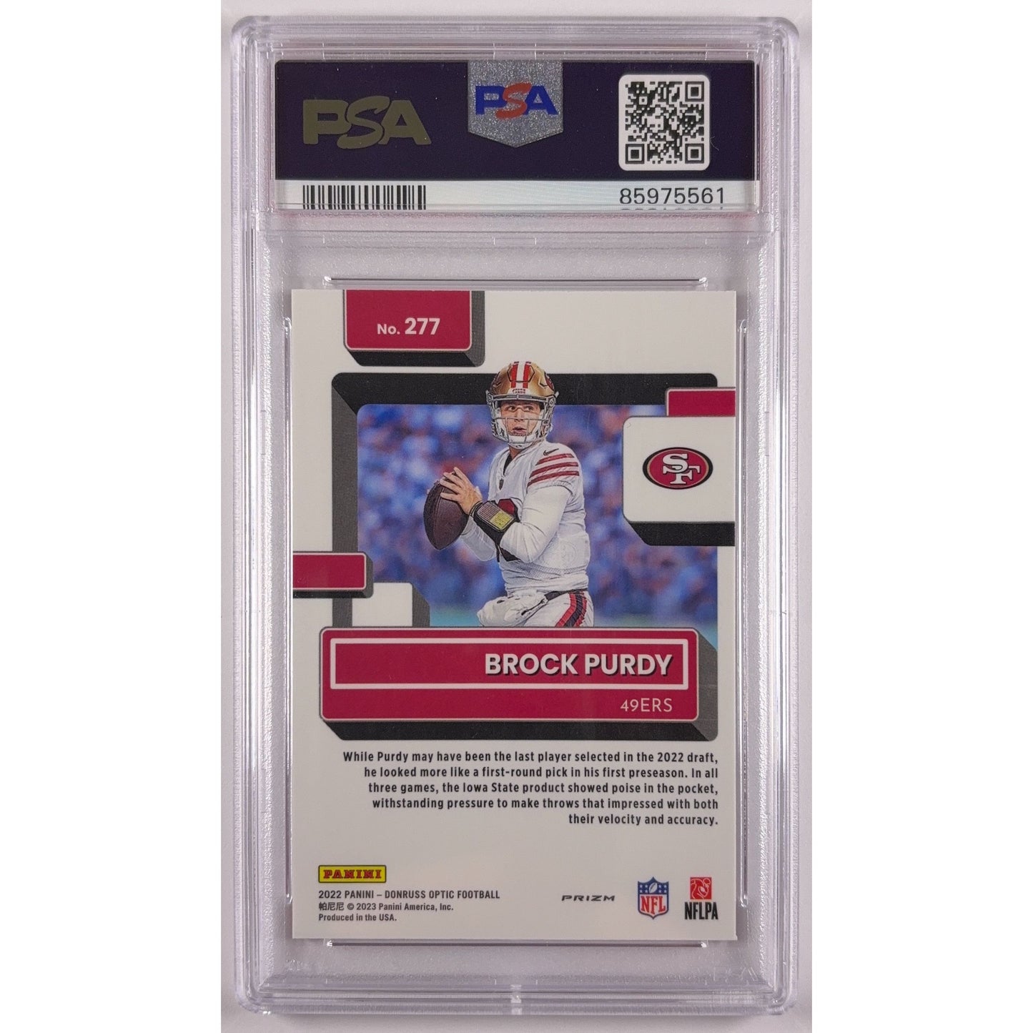 2022 Donruss Optic Brock Purdy Pink Holo Prizm Rated Rookie PSA 10 GEM MINT | Local Legends Cards & Collectibles