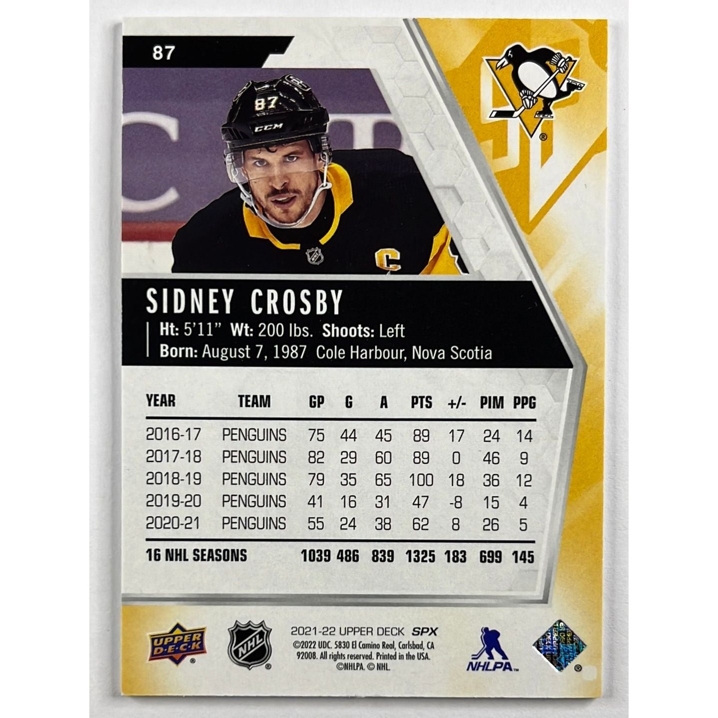 2021-22 SPX Sidney Crosby /299 | Local Legends Cards & Collectibles
