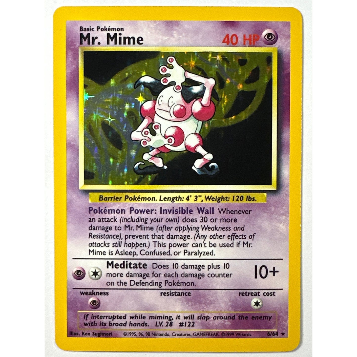 Base Set Mr. Mime Holo Rare 6/64