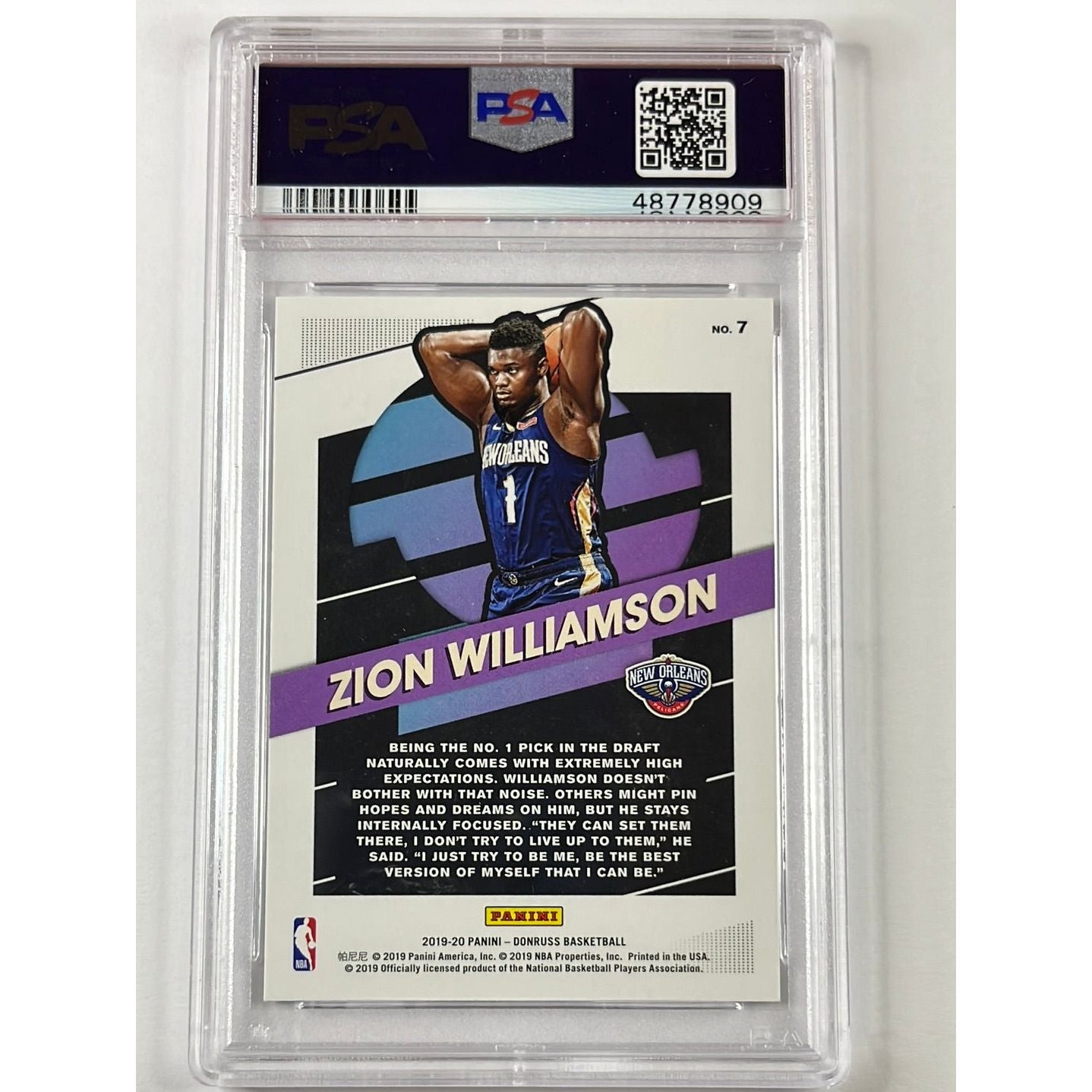 2019-20 Donruss Zion Williamson Great X-Pectations RC PSA 10 GEM MINT