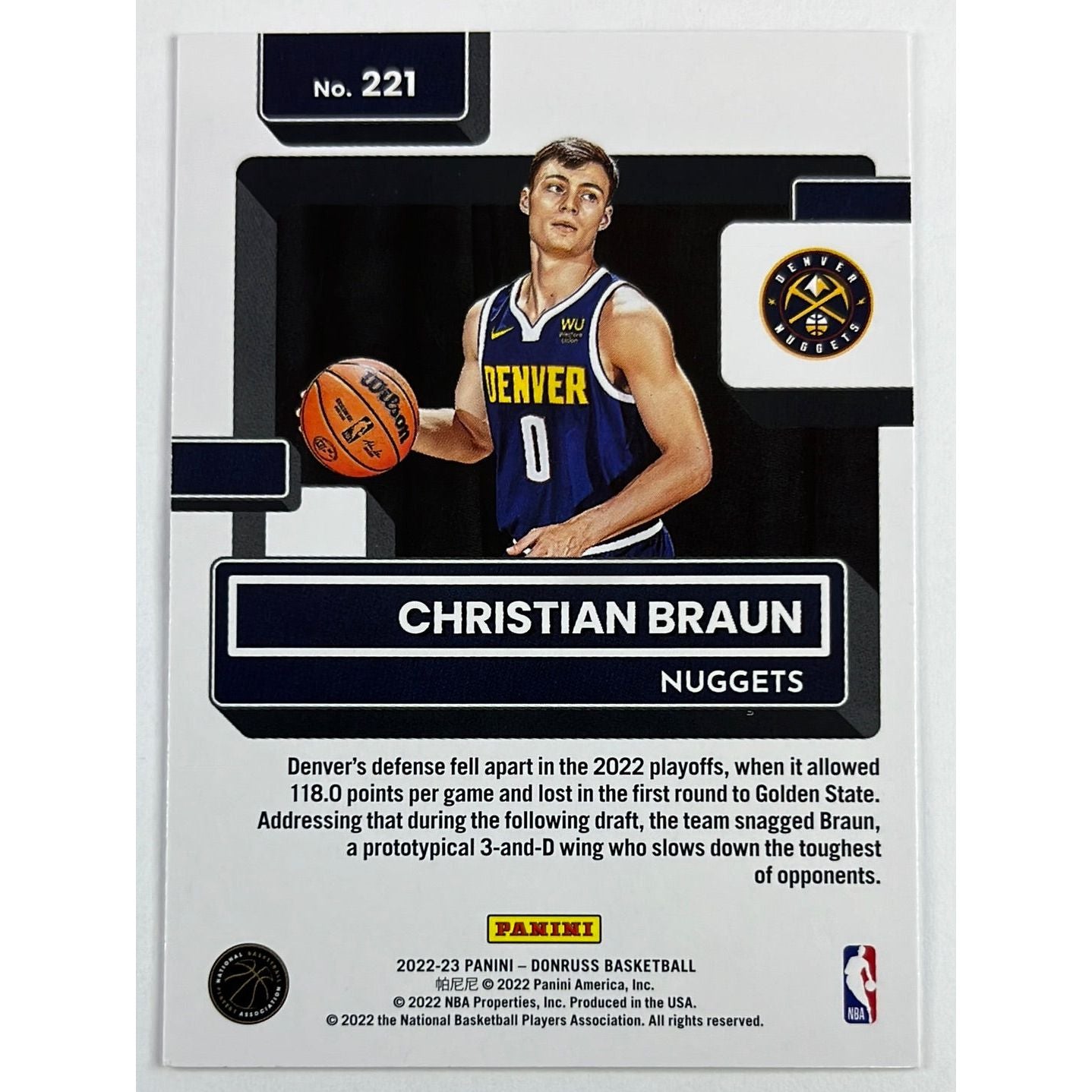 2022-23 Donruss Christian Braun Rated Rookie | Local Legends Cards & Collectibles