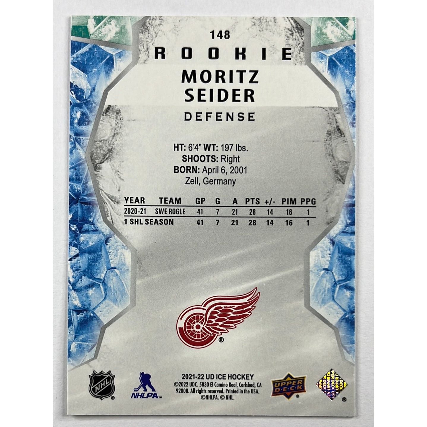 2021-22 ICE Moritz Seider Green Sparkle Rookie | Local Legends Cards & Collectibles