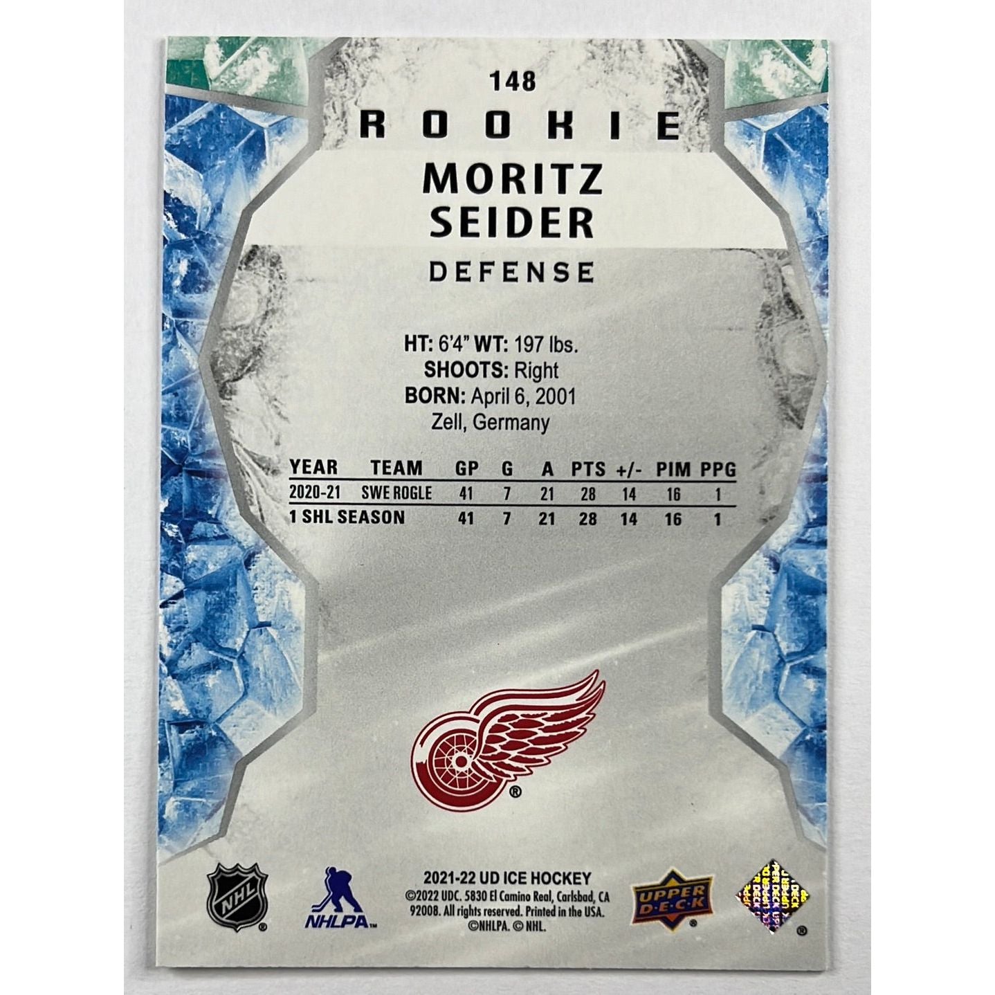 2021-22 ICE Moritz Seider Green Sparkle Rookie
