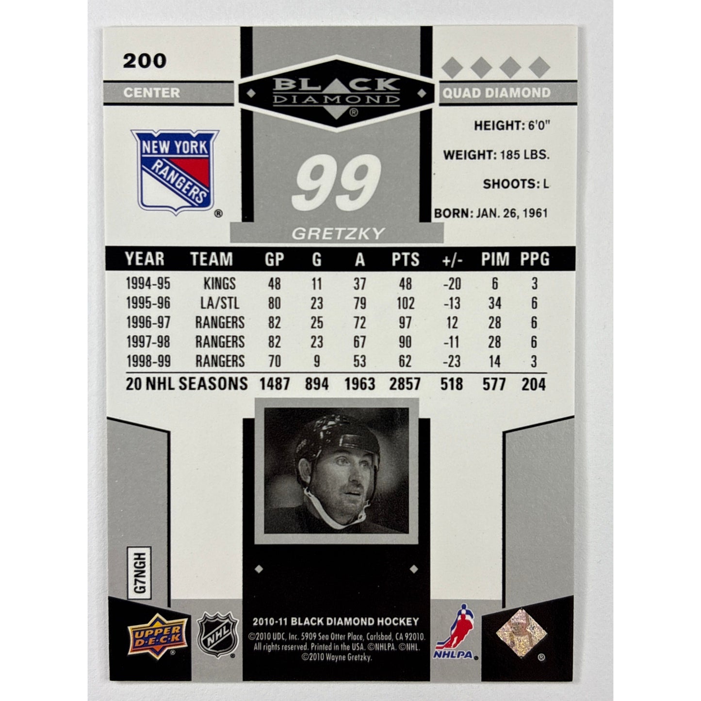 2010-11 Black Diamond Wayne Gretzky Quad Diamond SSP | Local Legends Cards & Collectibles
