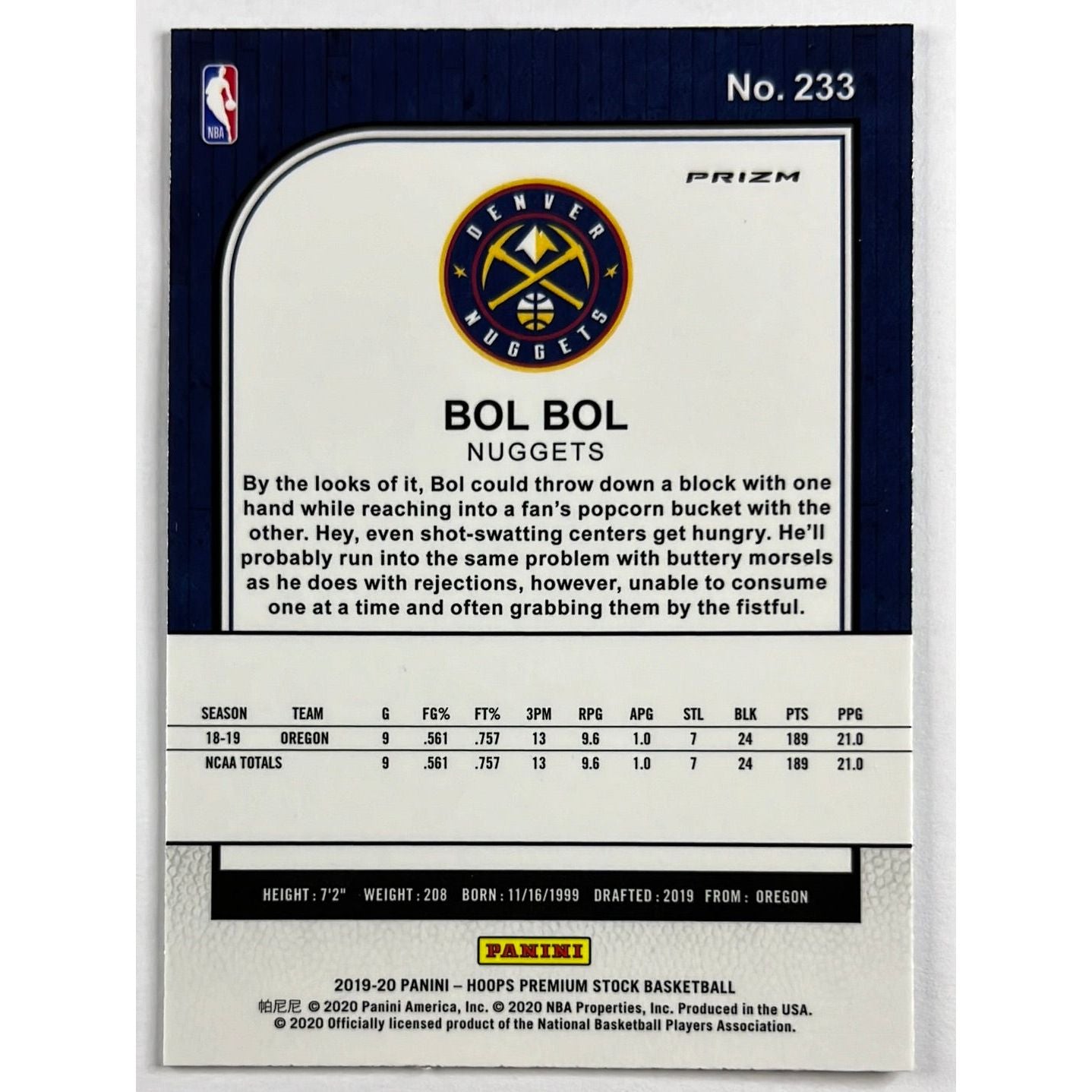 2019-20 Hoops Premium Stock Bol Bol Green Holo Prizm RC | Local Legends Cards & Collectibles