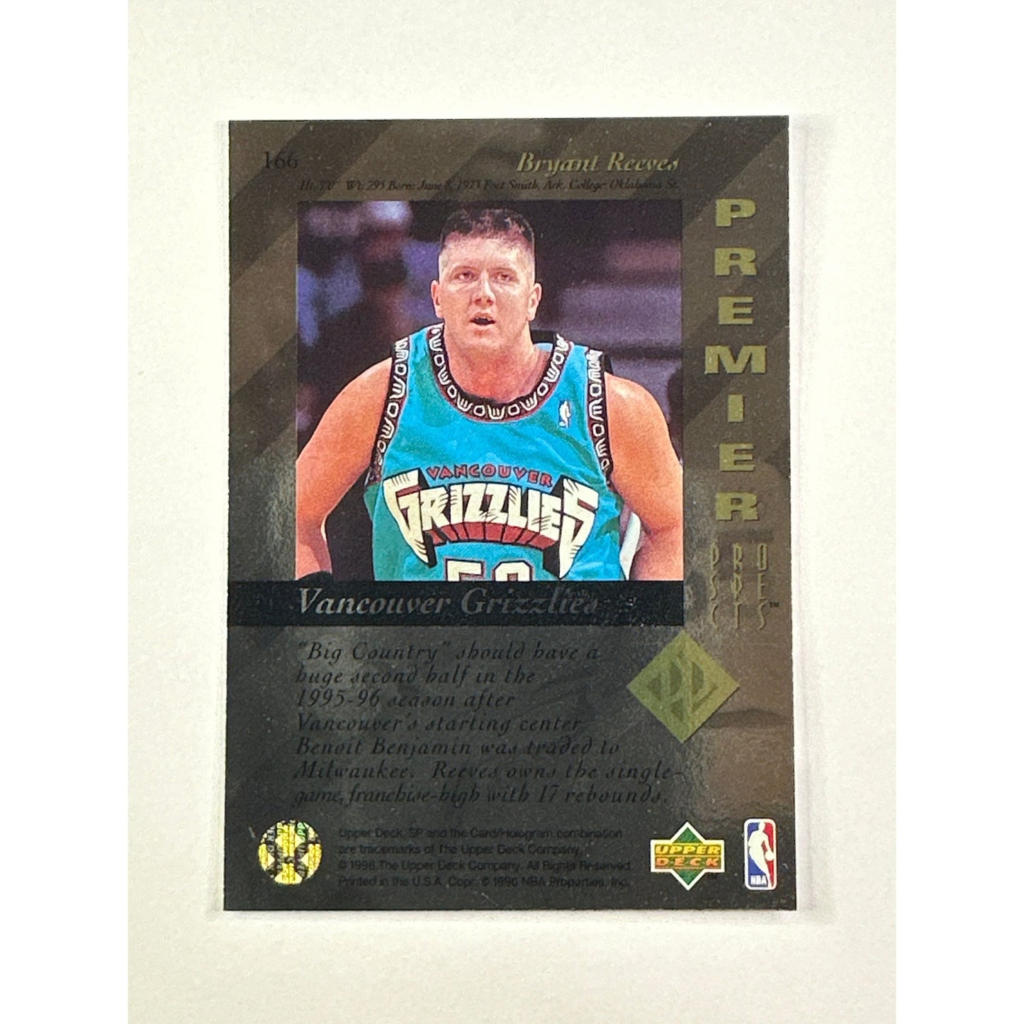 1996 Upper Deck SP Bryant Reeves Premier Prospects