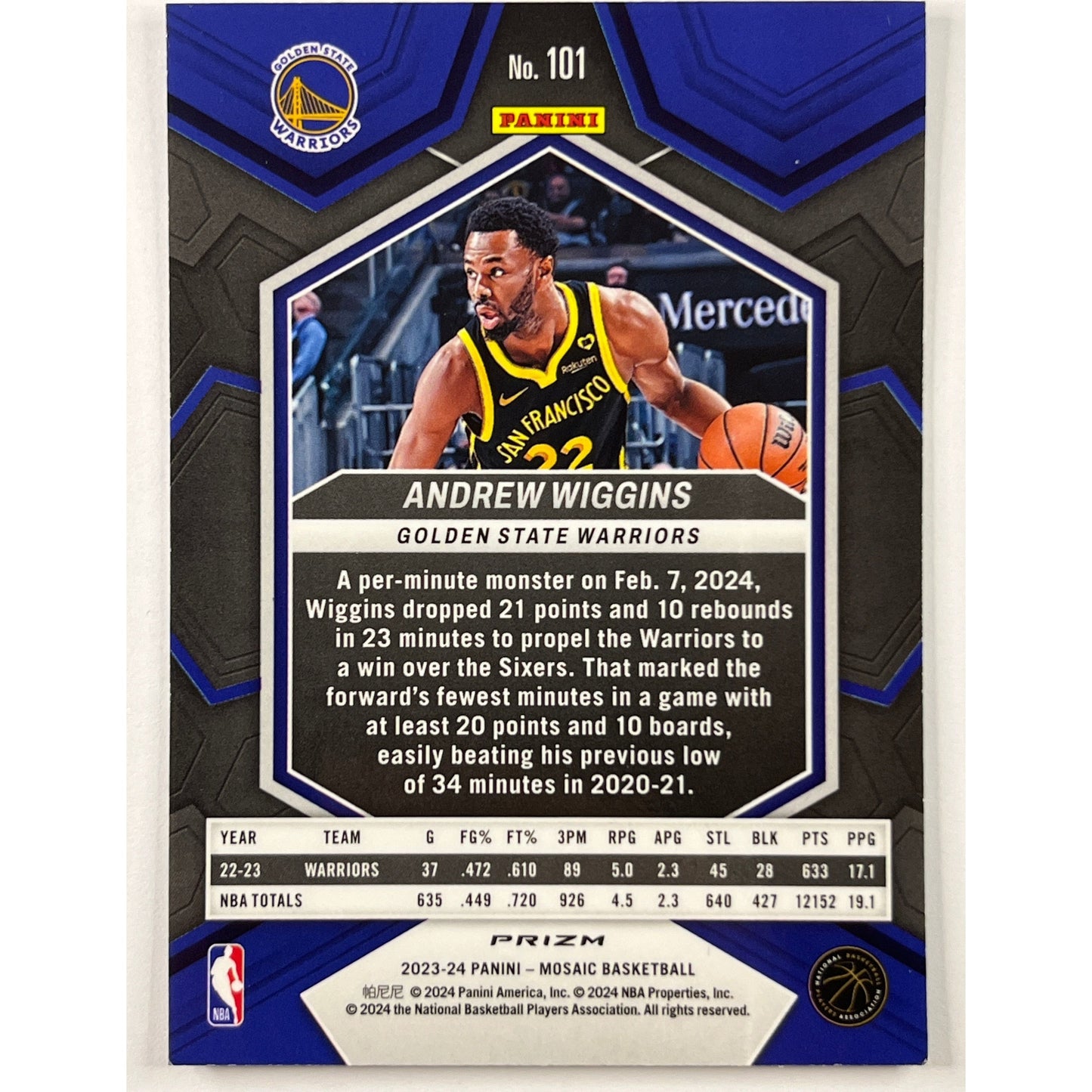 2023-24 Mosaic Andrew Wiggins Peacock Prizm SSP