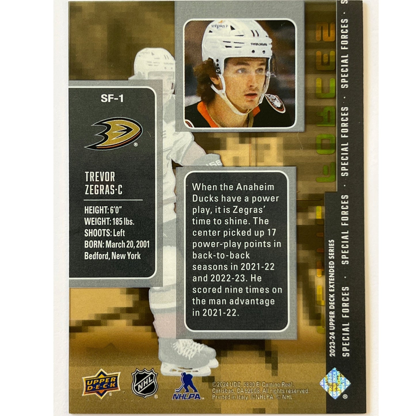 2023-24 Extended Series Trevor Zegras Special Forces Acetate | Local Legends Cards & Collectibles